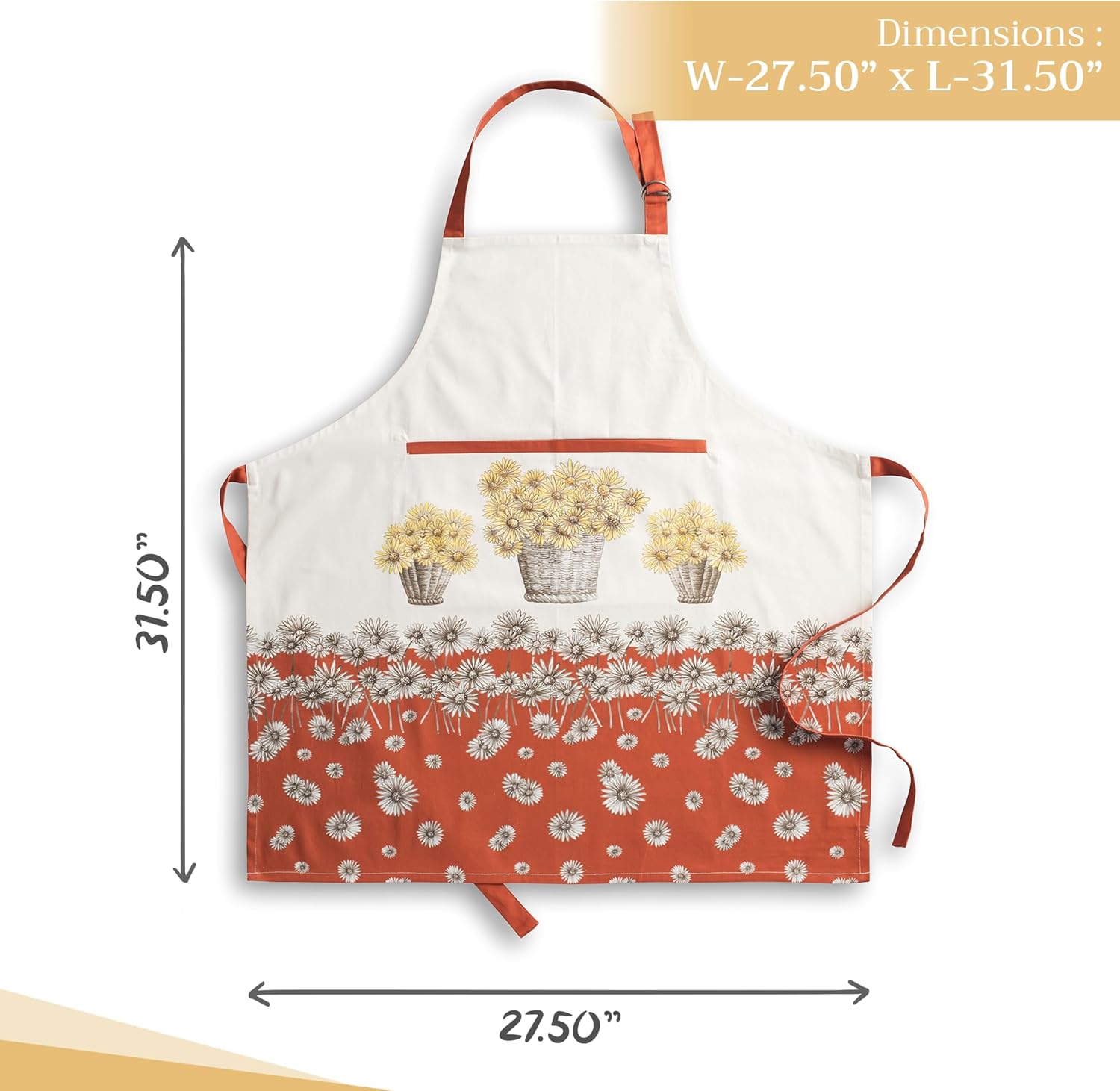 Delantal de algodón con bolsillo central, delantal de tela unisex de cocina (1 pieza) con lazos largos para pintar, cocinar, hornear, restaurante