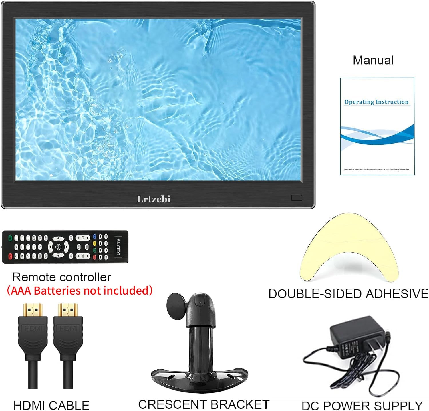Lrtzcbi Monitor pequeño de 13.3 pulgadas HD 1366x768P Mini monitor HDMIVGABNCUSBAV Puerto HDMI Monitor para Raspberry Pi TV Computadora Cámara