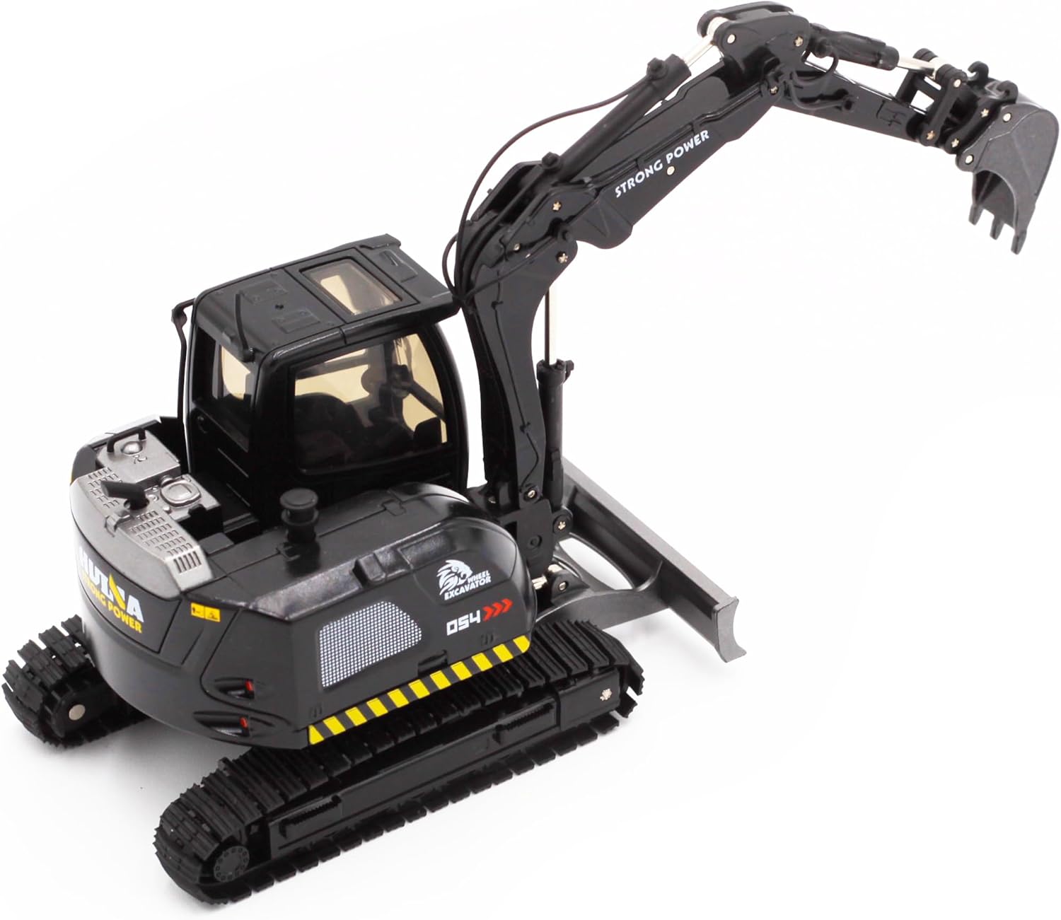 Gemini & Genius – Excavadora negra con orugas, juguete de construcción de excavadora a presión a escala 150, modelo de vehículo con giros de cabina