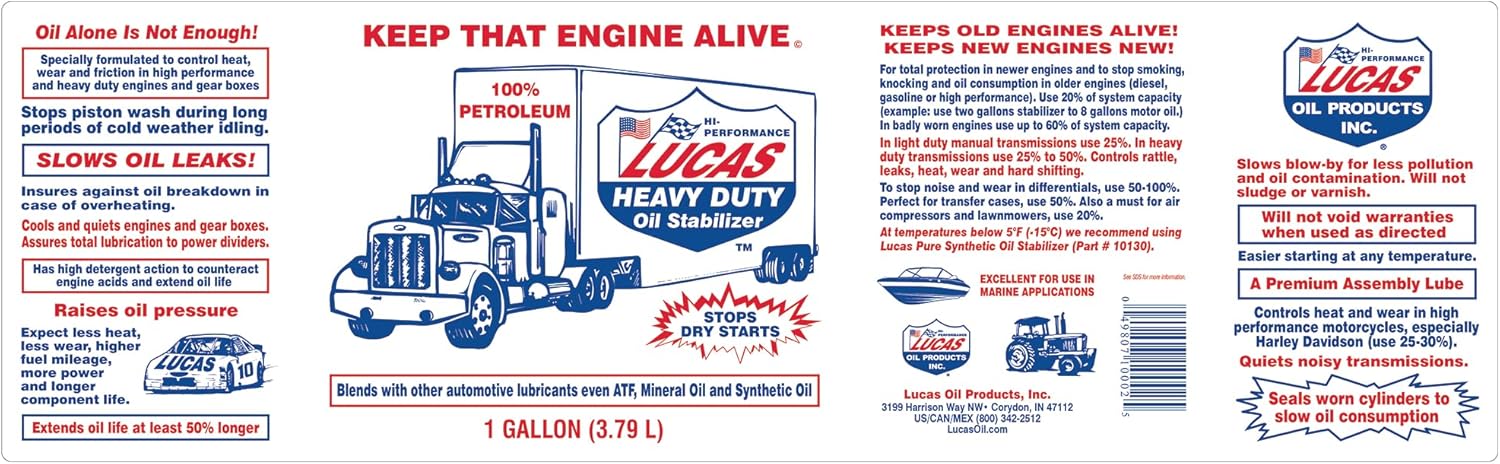 Lucas Oil 10002 Estabilizador de aceite resistente, 1 galón (paquete de 2)