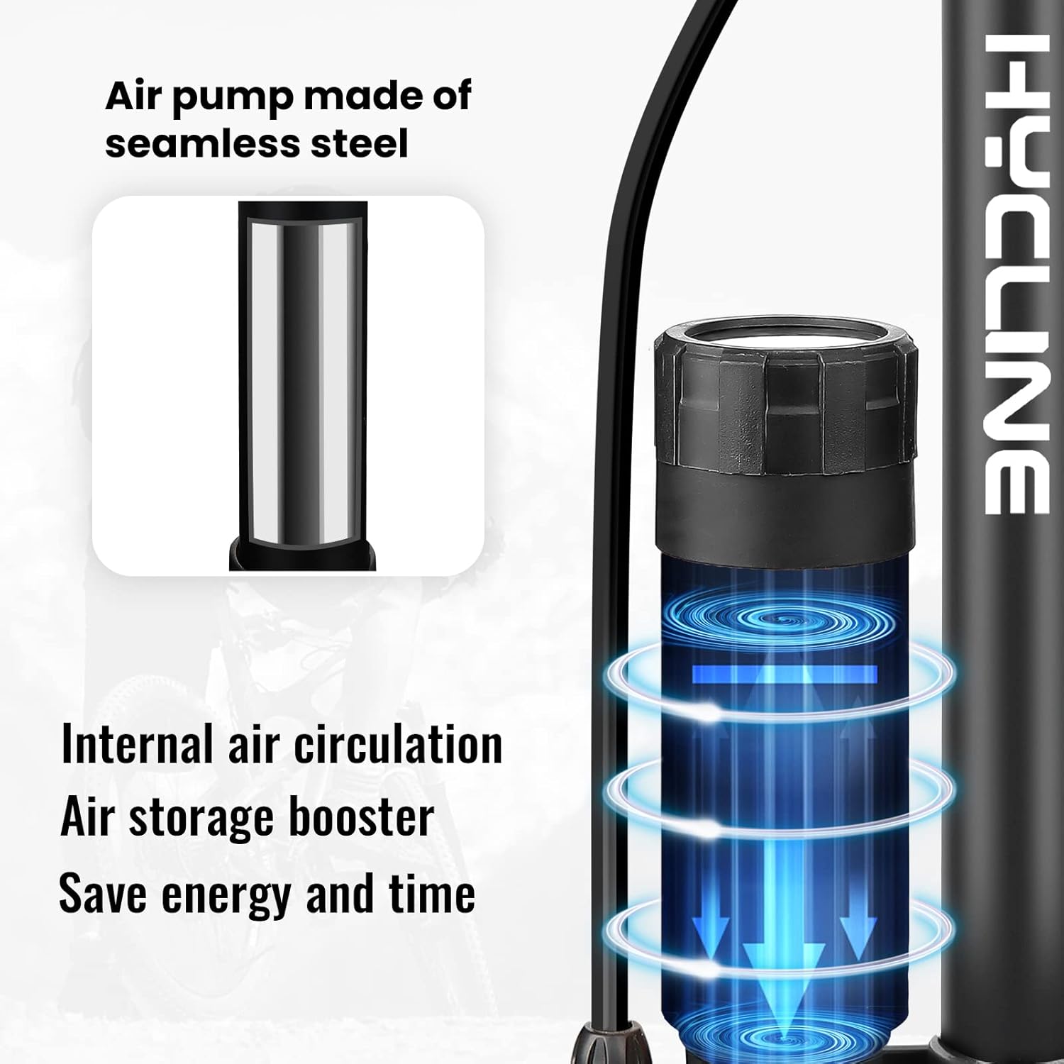 Hycline Bomba portátil para bicicleta de piso bomba de neumáticos de bicicleta – Bombas de aire de alta presión de 150160 PSI con válvula Presta y