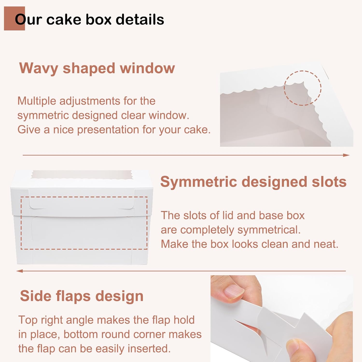 10 cajas para pasteles de 12 pulgadas, 12 x 12 x 12 pulgadas, cajas de pasteles de alto para tartas de nivel con ventana, recipientes desechables