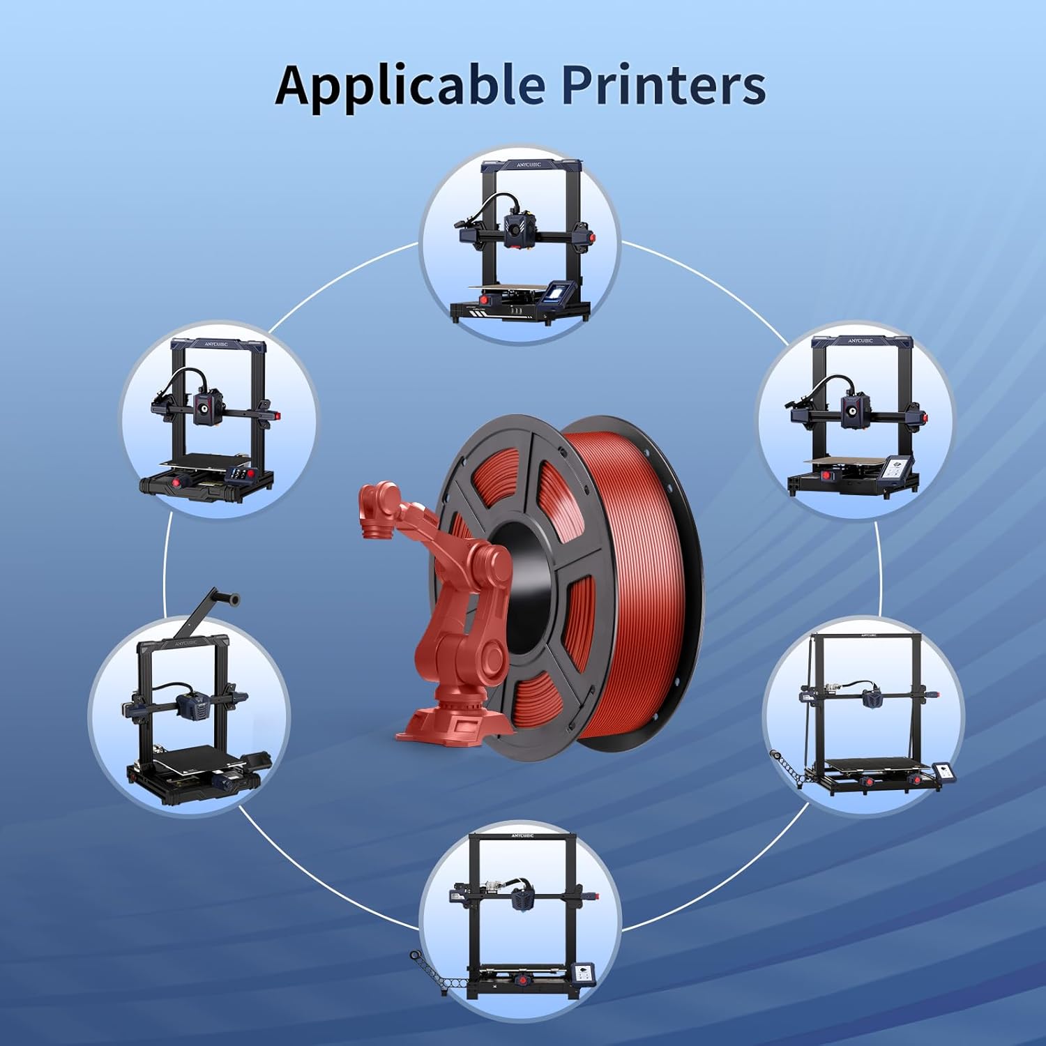ANYCUBIC Filamento de seda, filamento de ácido poliláctico para impresión 3D brillante sin obstrucciones, 0.069 in, precisión dimensional +- 0.001