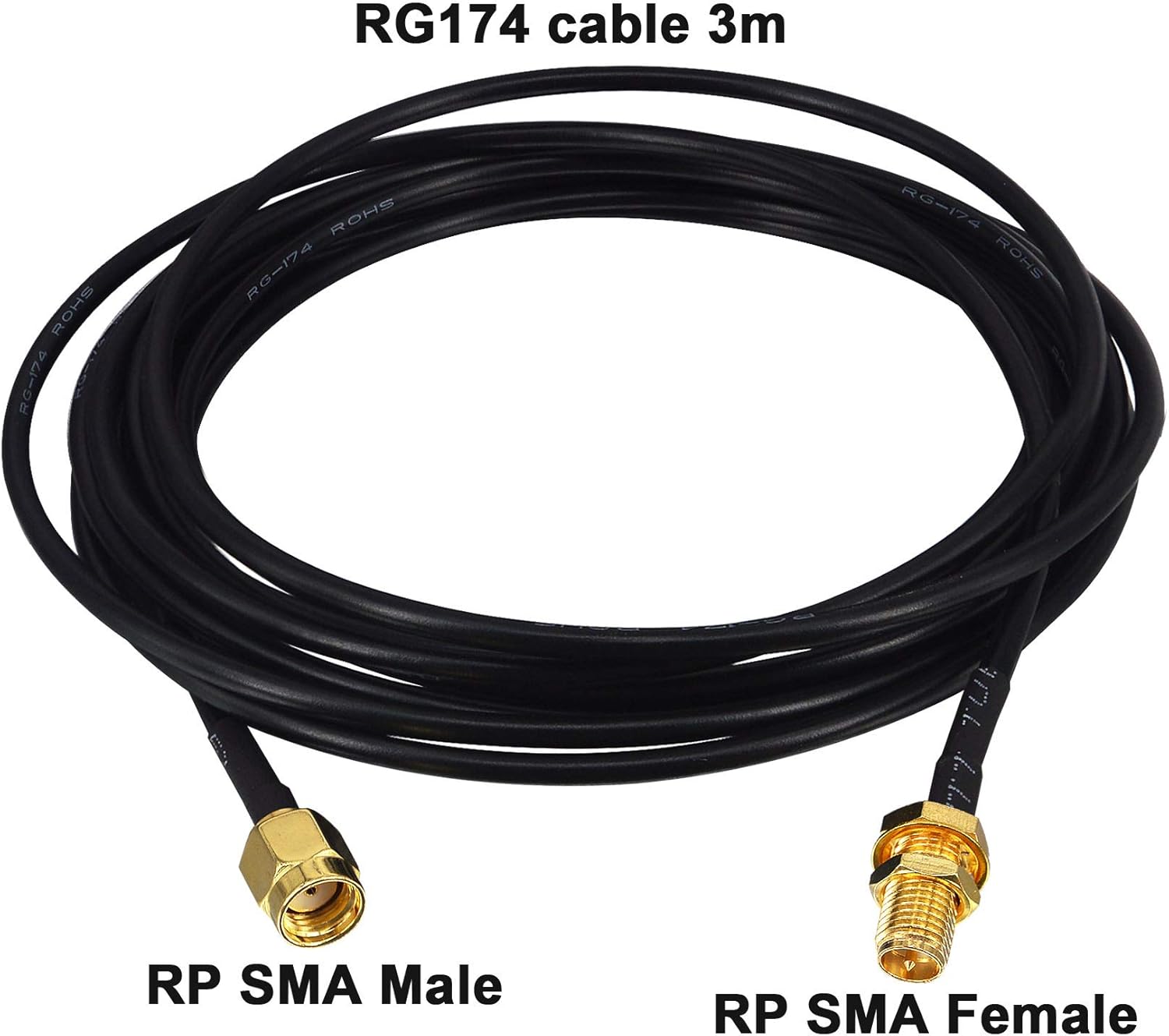 Kaunosta Router WiFi de alta ganancia de 22 dbi antena omnidireccional universal 2 piezas y cable de extensión RP-SMA macho a hembra de 10 pies, 2