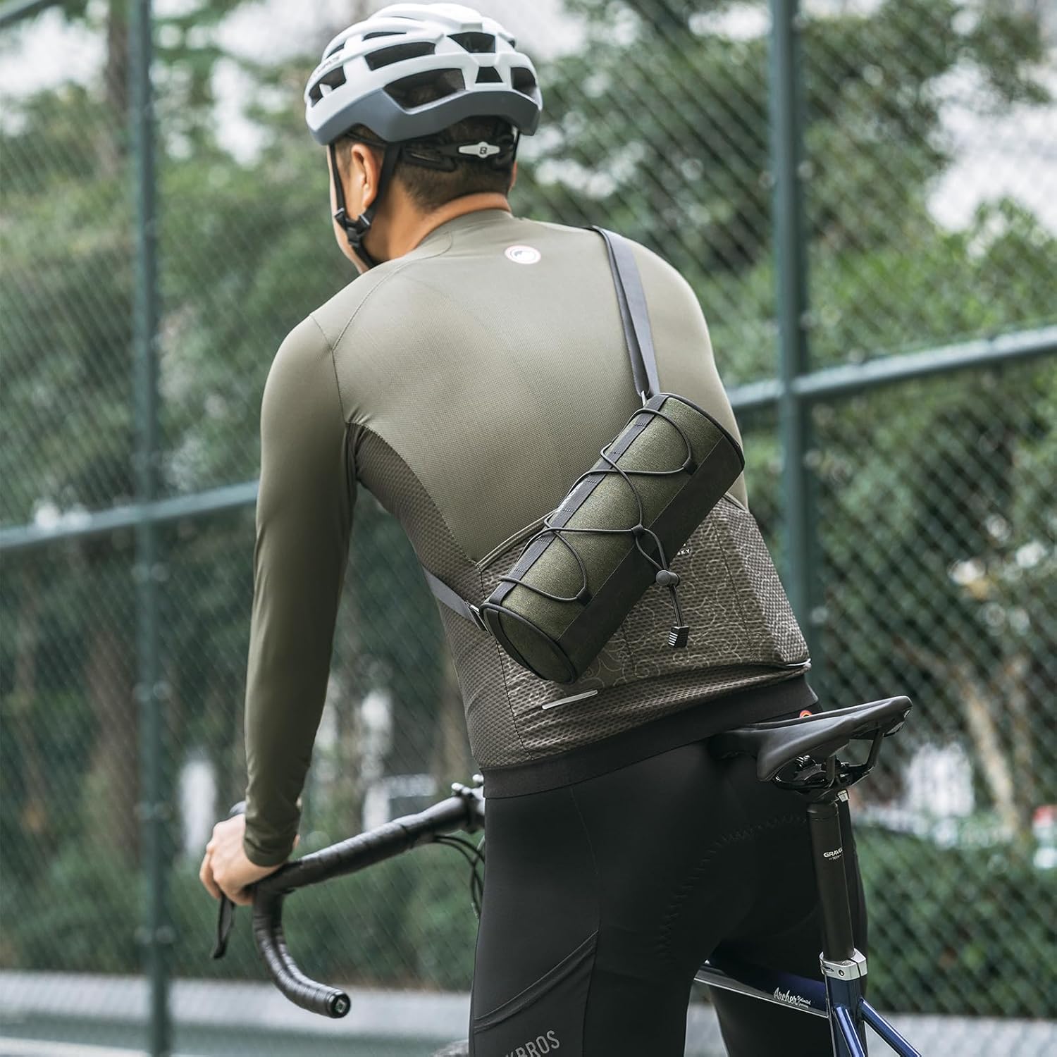 ROCKBROS Bolsa para manillar de bicicleta, bolsa pequeña para manillar de bicicleta, práctica bolsa de almacenamiento para manillar con correa para