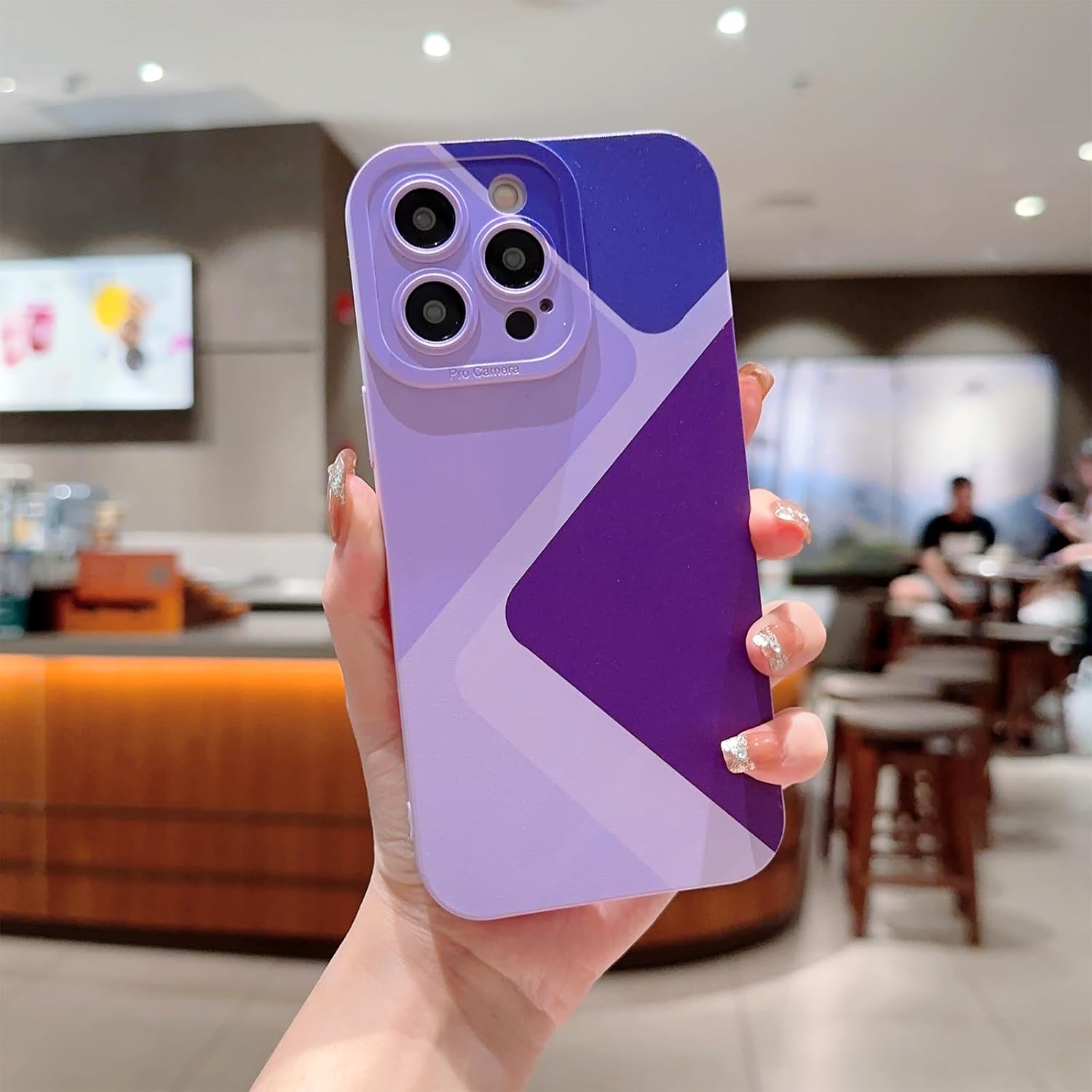 YKCZL Funda compatible con iPhone 14 Pro, bonito patrón de arte geométrico de color empalme para mujeres y niñas, TPU suave resistente al desgaste,