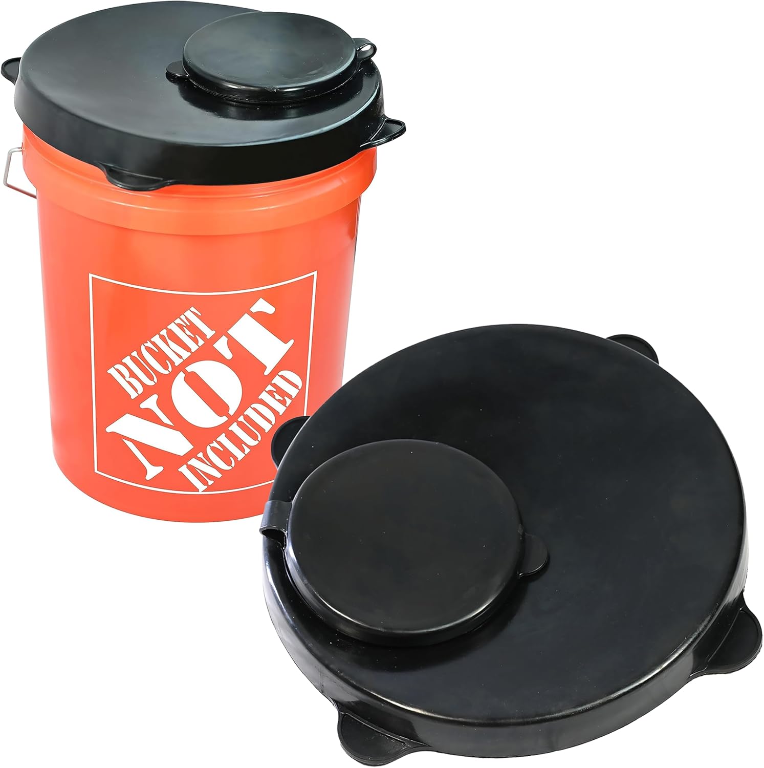 Skywin Tapa de almacenamiento con boquilla fácil de verter para cubo, paquete de 2 recipientes de almacenamiento de pellets de madera con tapa de