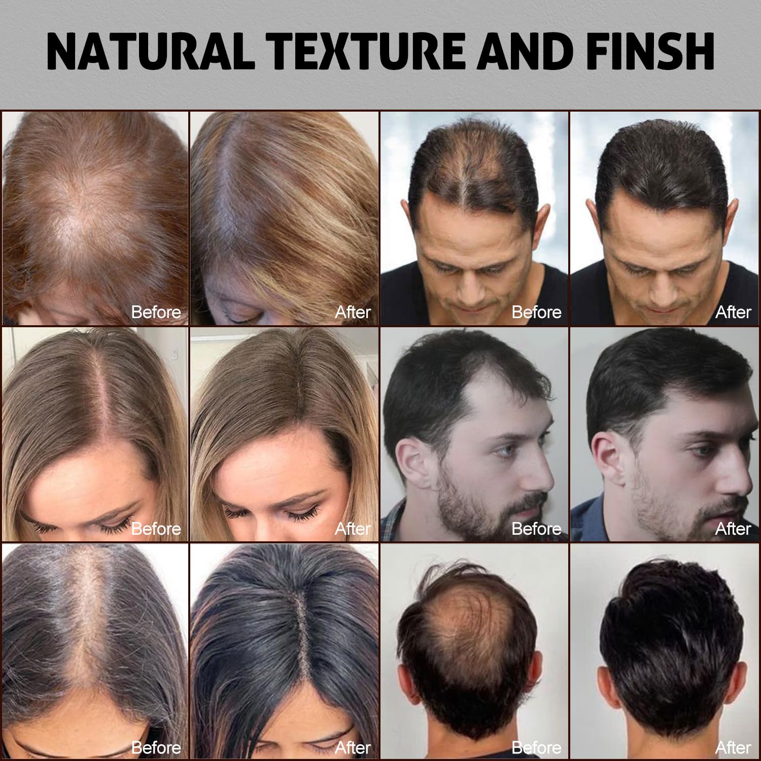 Fibras de construcción del cabello para adelgazar el cabello, 0.97 oz, color gris, oculta la pérdida de cabello al instante, aspecto más grueso y
