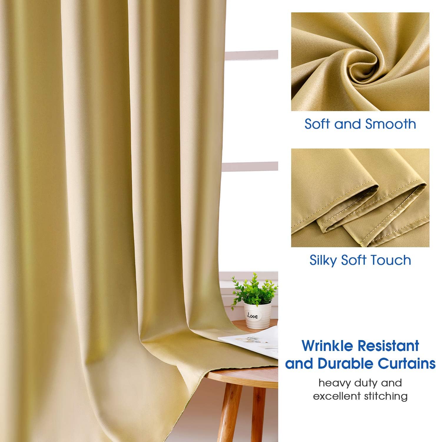 HOMEIDEAS 2paneles de cortina de seda sintética, cortinas opacas para dormitorio