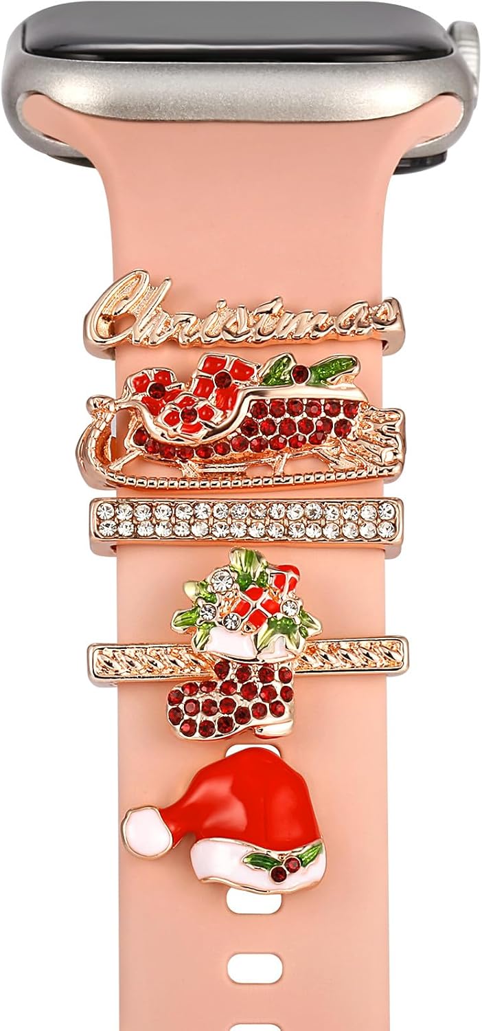 Dijes para reloj con trabillas decorativas para anillo y tachuelas de reloj, accesorios de correa deslizante de metal con diamantes compatibles con