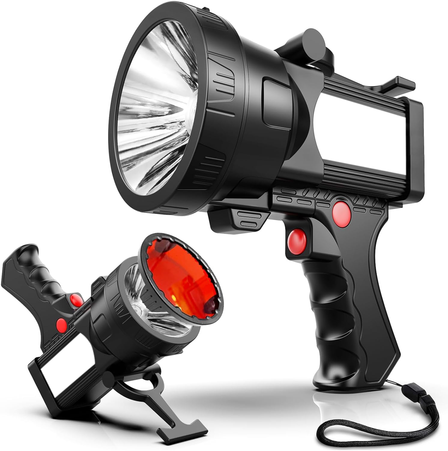 BIGSUN Q984 – Foco recargable, linterna LED de 1200,000 lúmenes altos con lámpara multifuncional de reflector, batería incorporada de 14400 mAh, luz