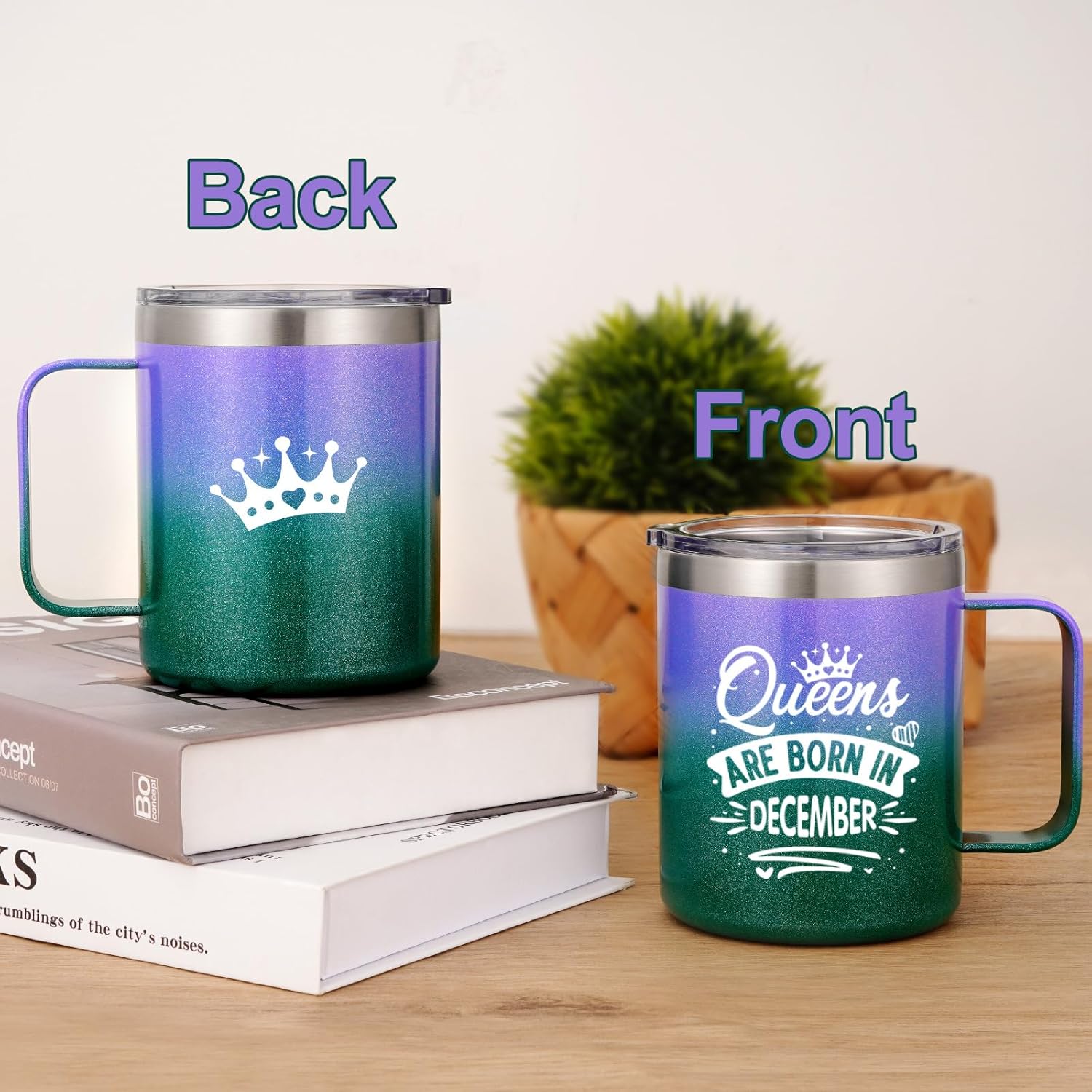 Lifecapido Regalos de cumpleaños para mujeres, taza de café aislada con asa de 12 onzas, regalos de cumpleaños de diciembre, Sagitario Capricornio,