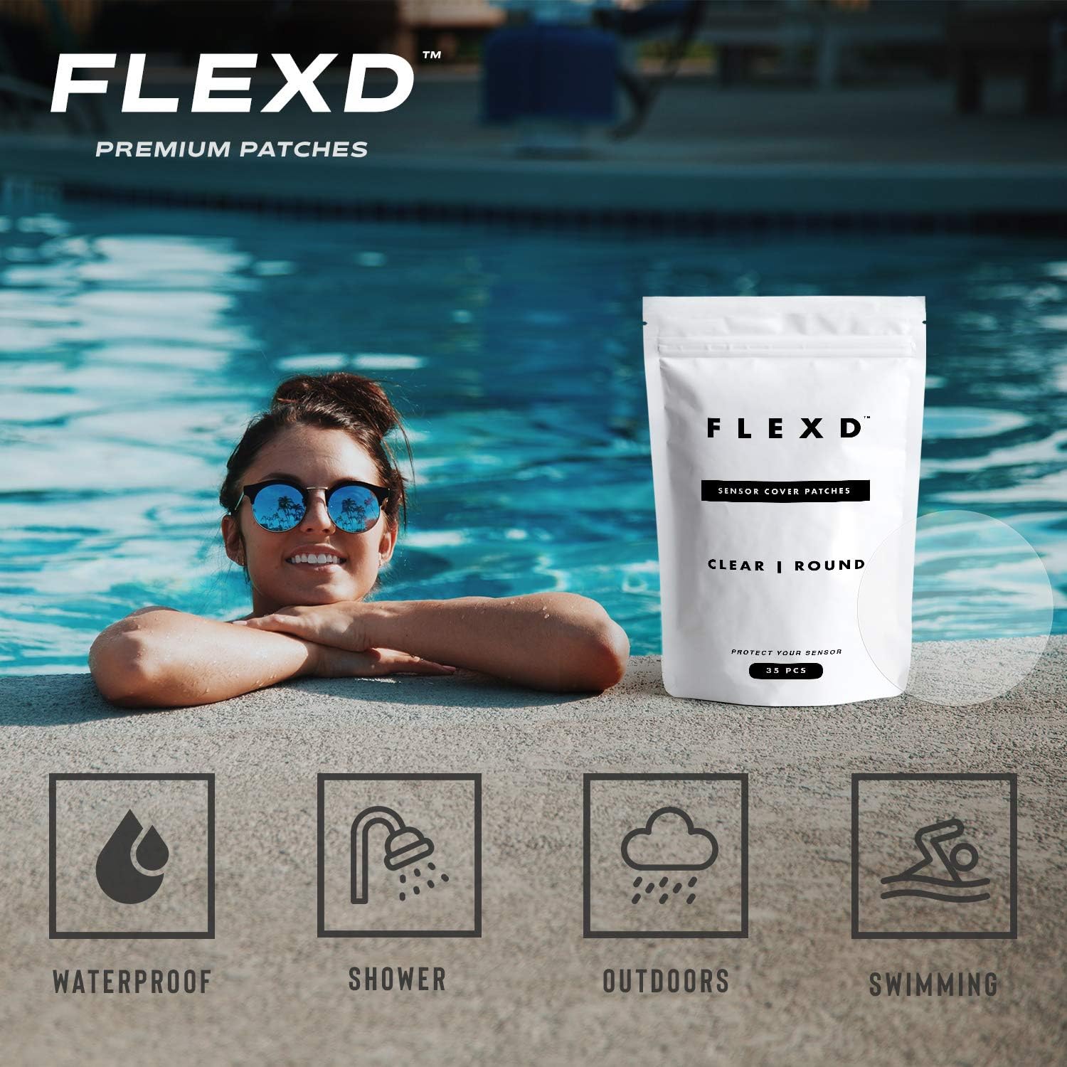Flexd – Parches Adhesivos Freestyle (35 piezas) – Cubiertas Adhesivas Libre Sin Adhesivo en el Centro – Transparente