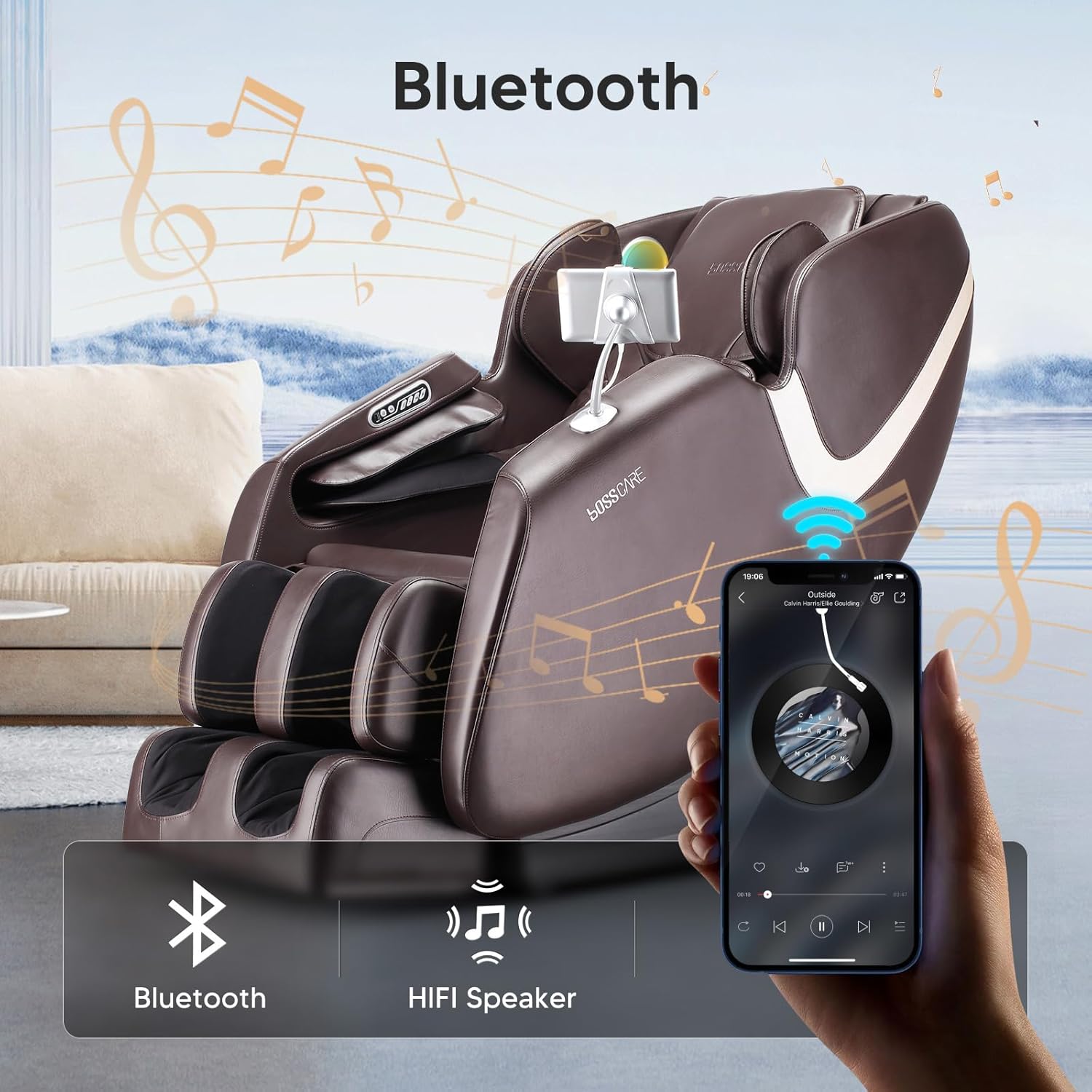 Silla de masaje Zero Gravity, SL Track de cuerpo completo, sillón reclinable de masaje con calefacción trasera, reposapiés extensible eléctrico,