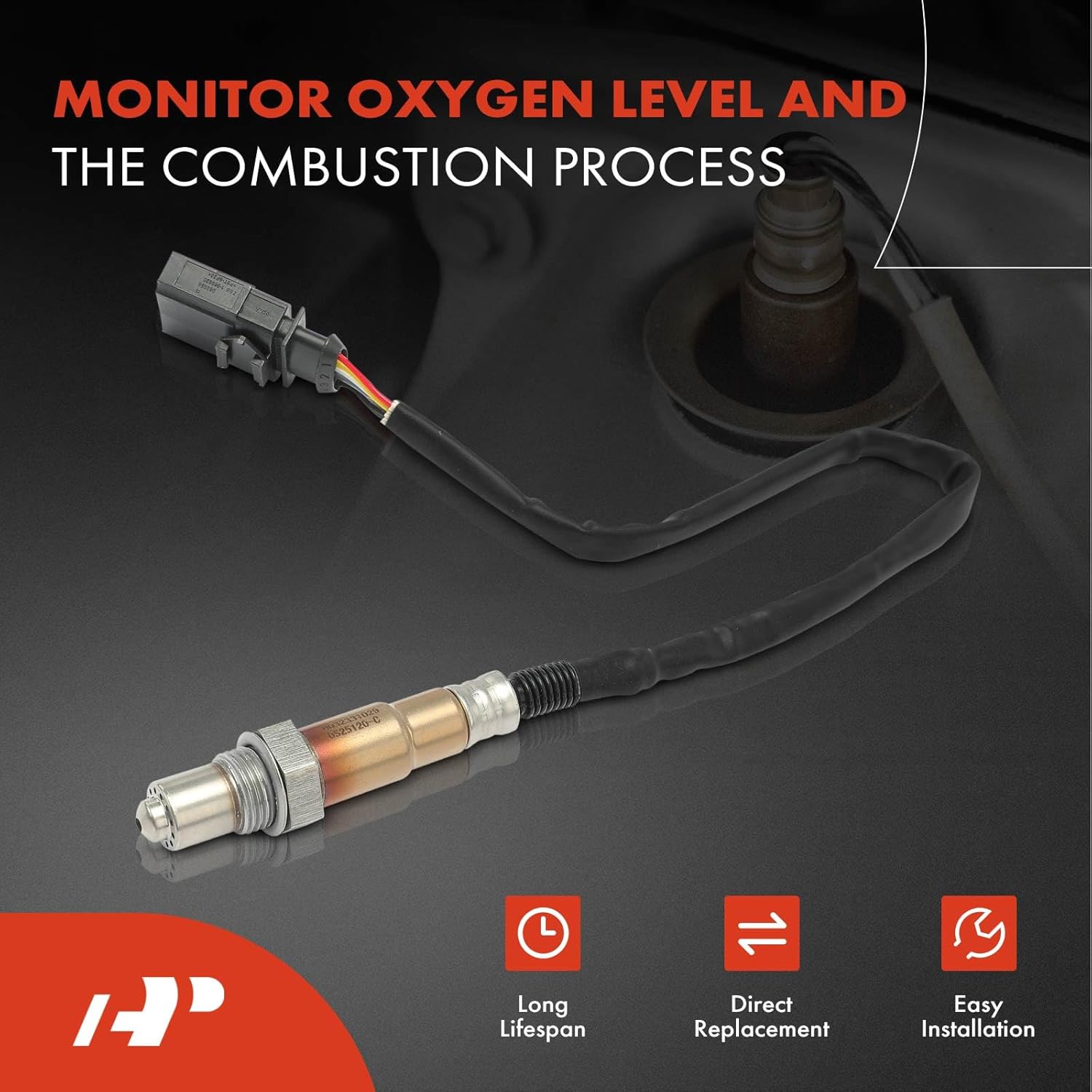 A-Premium Sensor de oxígeno O2 compatible con Volkswagen Jetta 2013-2014, Beetle 2013-2015 y Audi A4 2018-2020, A4 AllroadA4 Quattro 2019, A6A6