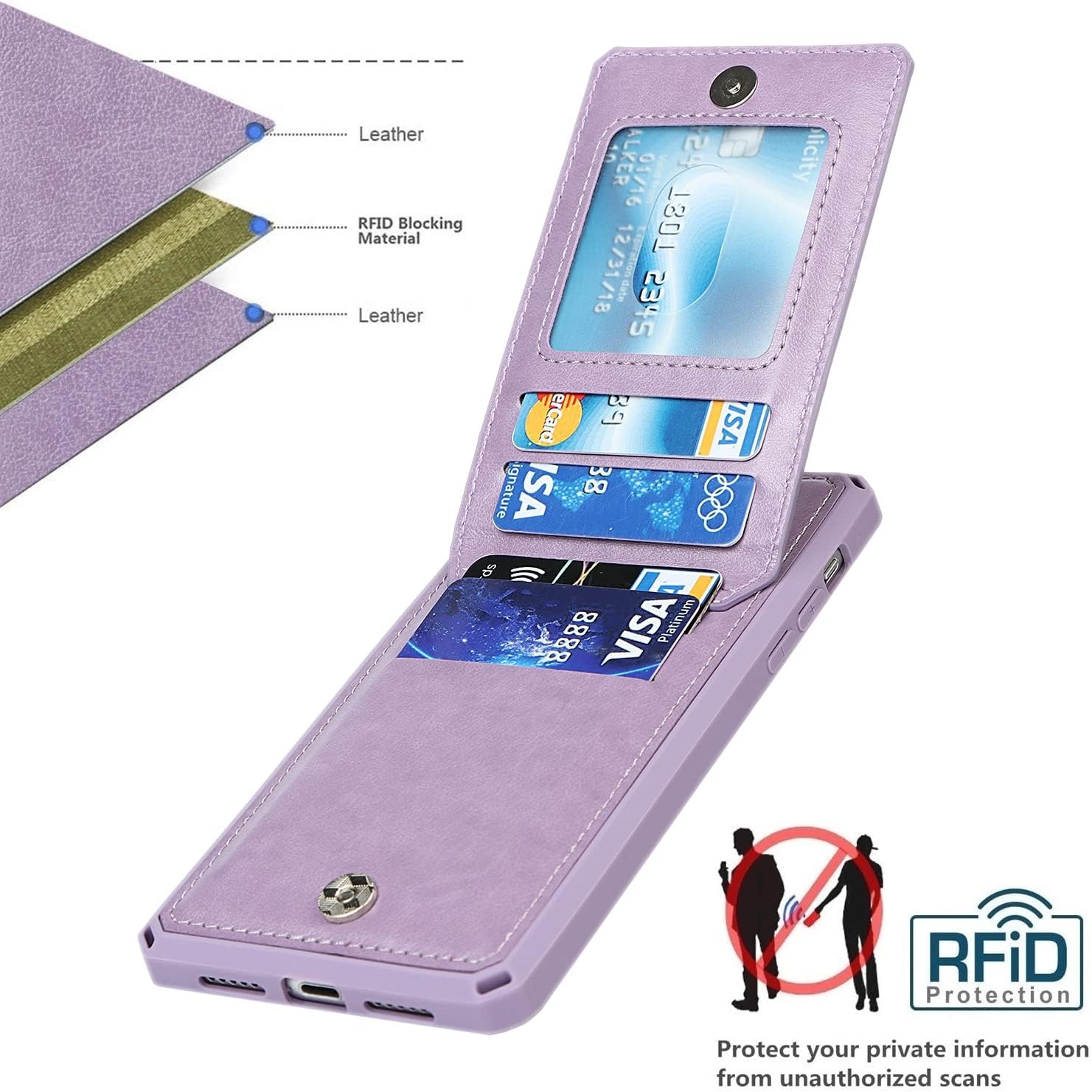 iCoverCase Funda tipo cartera para iPhone XR con soporte para tarjetas bloqueo RFID de piel sintética de alta calidad, ranuras para tarjetas,