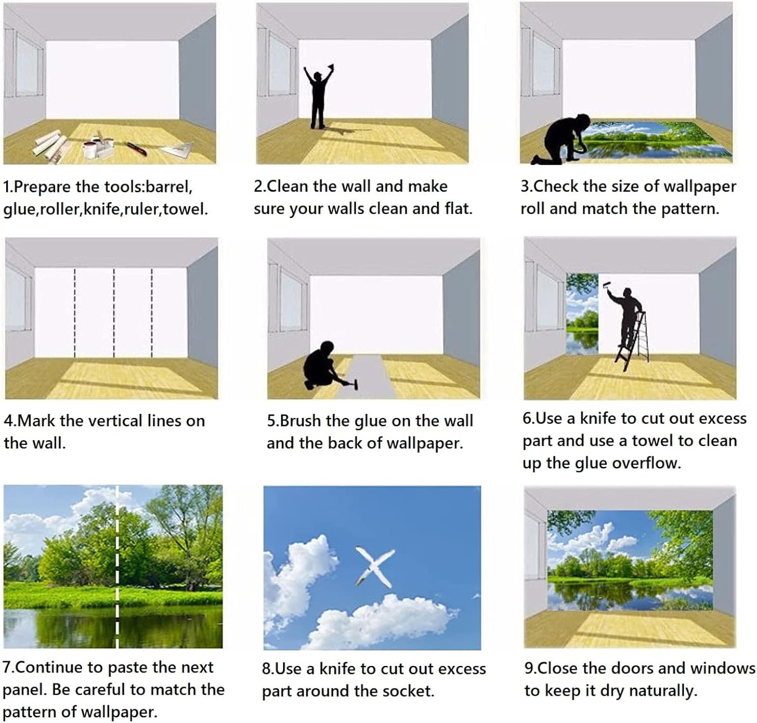 Mural de pared de la mañana del bosque, papel tapiz fotográfico 3D de árboles de sol, decoración del hogar, fondo de televisión, pintura de pared