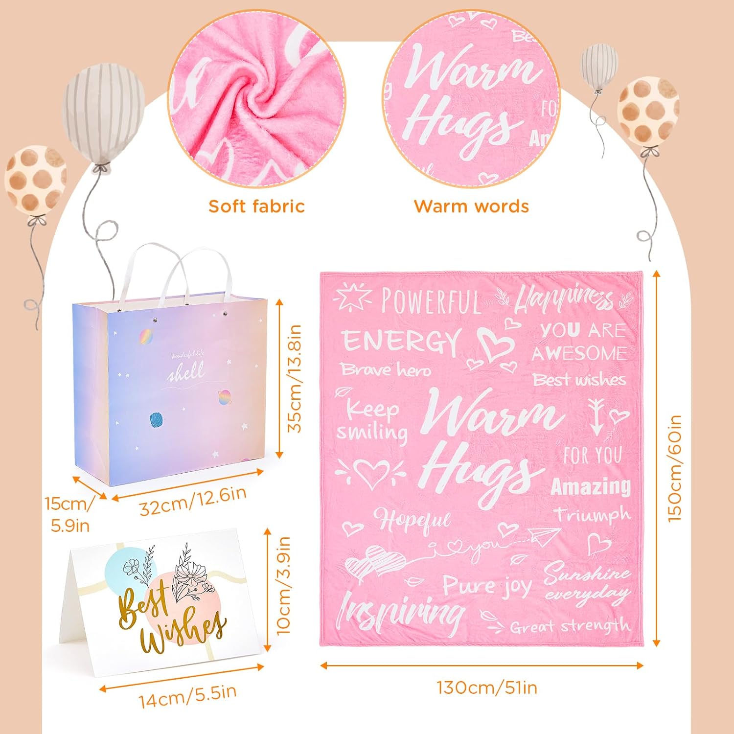 Liliful 4 piezas de regalos para mujeres después de la cirugía, juguetes de oso de peluche Get Well Throw Blanket Get Well Bolsa de regalo, tarjeta