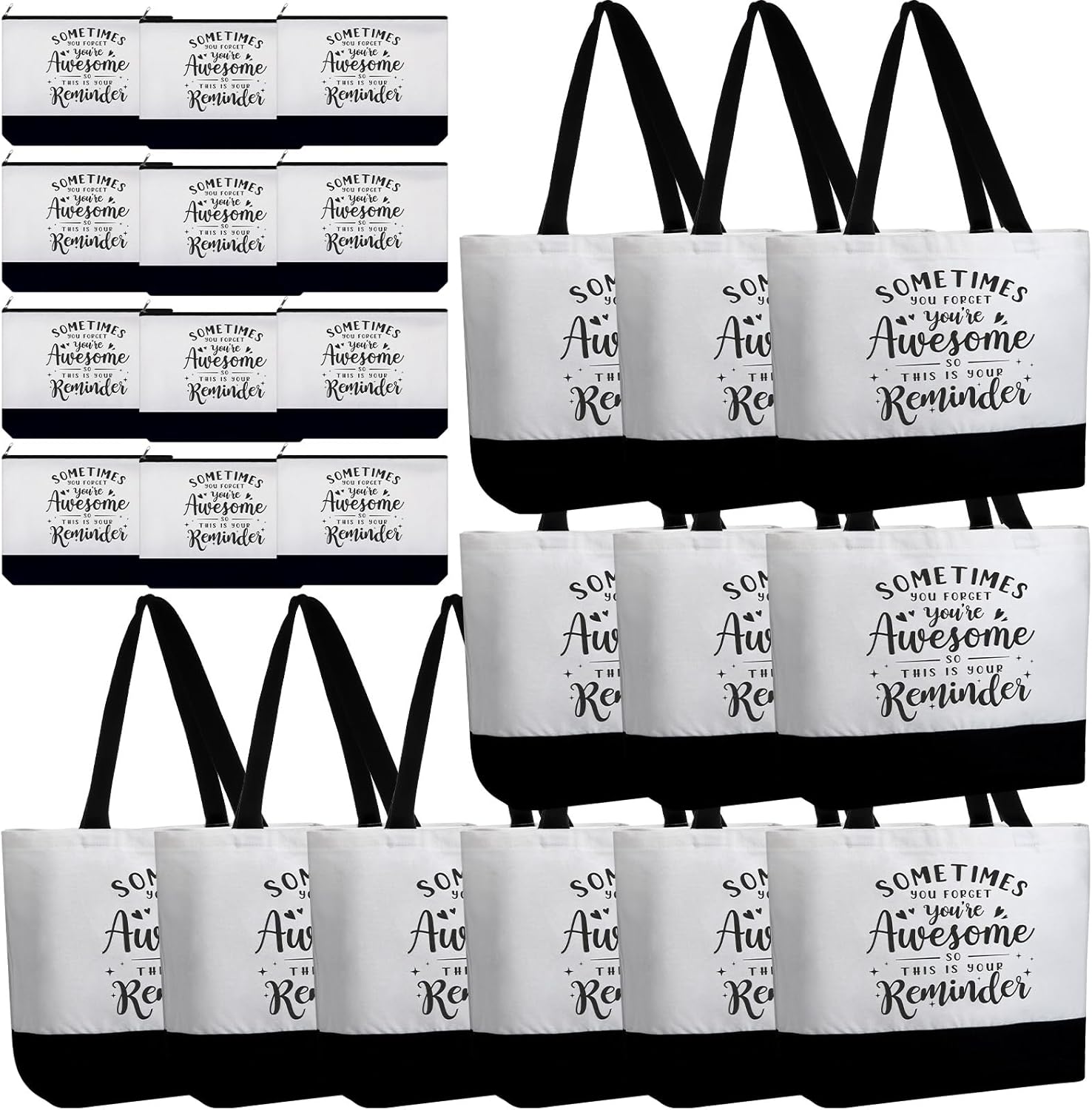 32 piezas inspiradoras bolsa de lona con cremallera reutilizable motivacional bolsa de maquillaje conjunto para mujeres, amigas compañeras de trabajo
