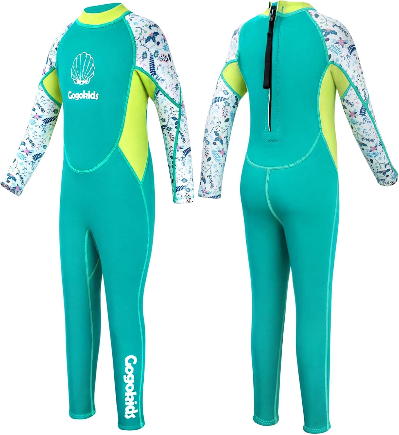 Gogokids Traje de neopreno para niños, para jóvenes, de 0.18 pulgadas, térmicos, de manga larga, con cremallera trasera, protección solar para