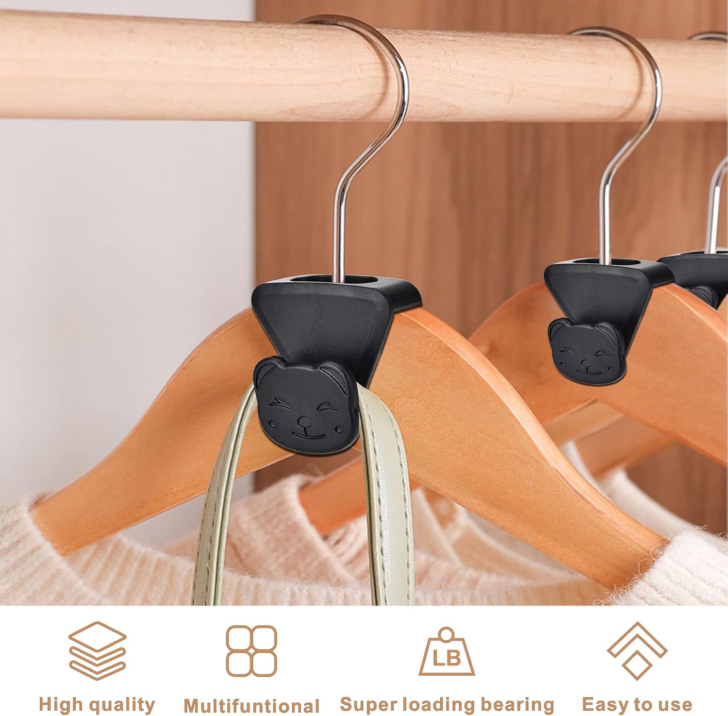 30 perchas que ahorran espacio, ahorran espacio en forma de oso con triángulos para perchas, colgador de ropa de plástico para organizador y