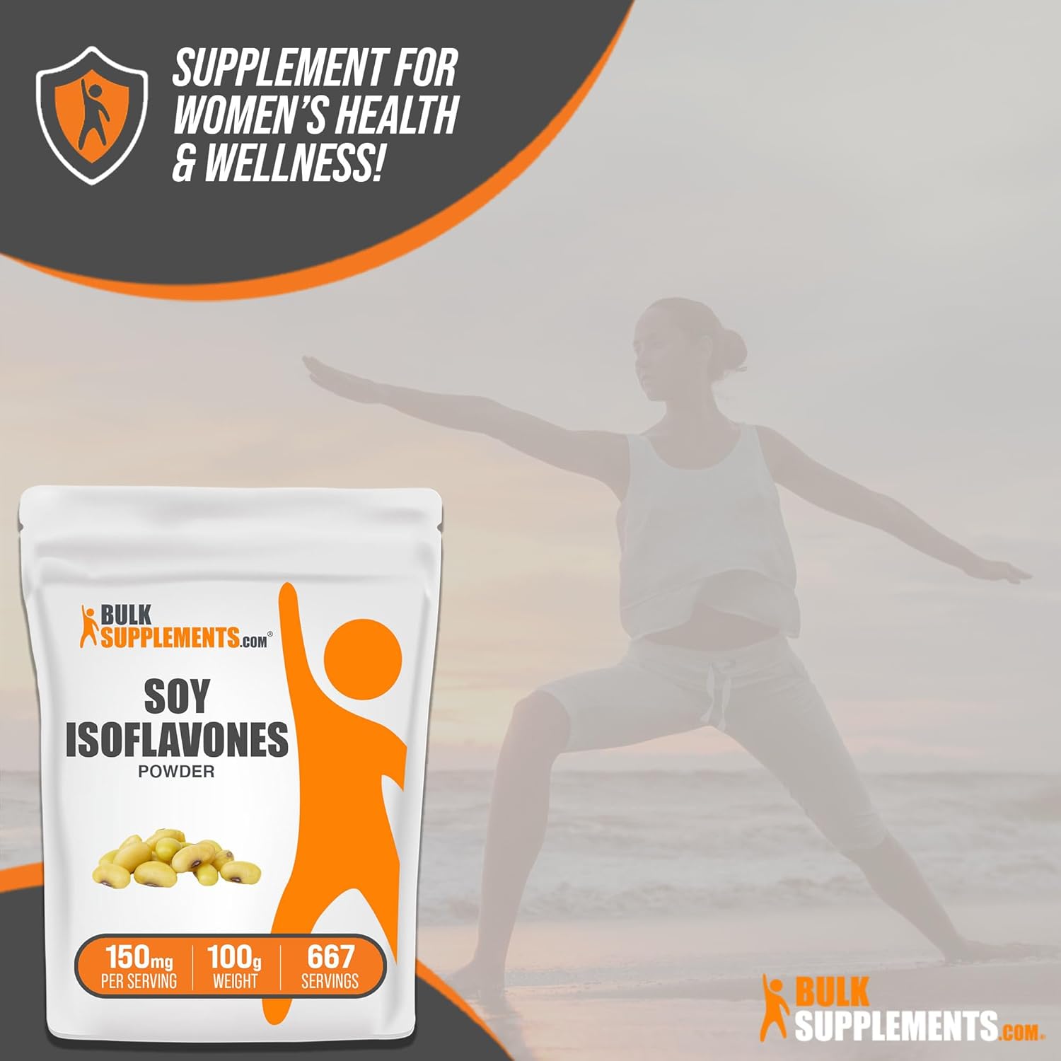 BULKSUPPLEMENTS.COM Polvo de isoflavonas de soja, isoflavonas de soja de 150 mg, suplemento de isoflavonas para mujeres, para apoyo óseo, puro y sin