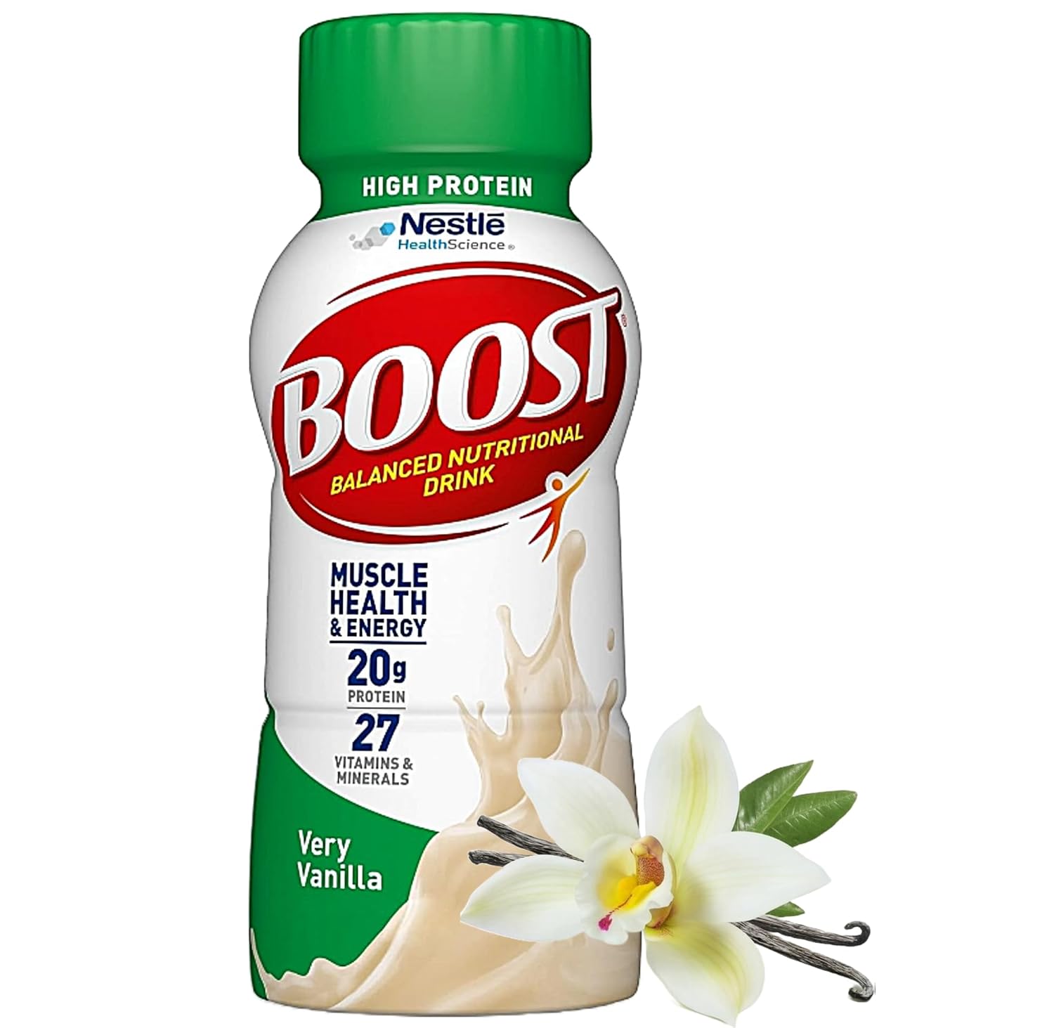 Boost Balanced – Variedad de batidos nutricionales  Alto en proteínas  Sabores de chocolate, fresa, vainilla  0.71 onzas de proteína, 27 vitaminas y