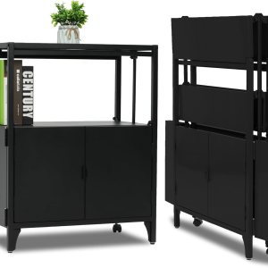 Morden Buffet – Armario plegable de metal, armario plegable de acero con recubrimiento en polvo, para patio, exterior, interior, cocina, baño, Morden Buffet – Armario plegable de metal, armario plegable de acero con recubrimiento en polvo, para patio, exterior, interior, cocina, baño,