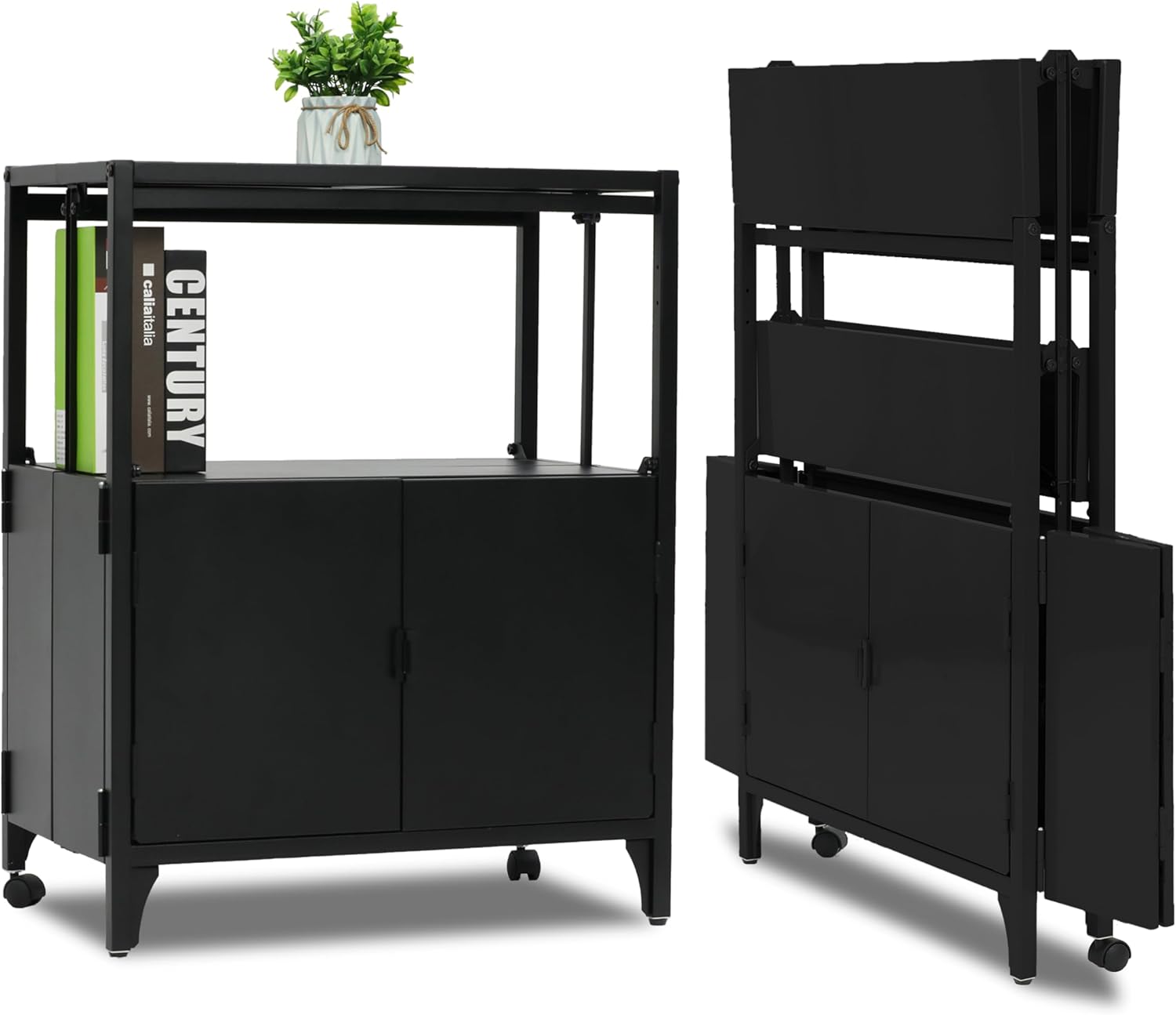 Morden Buffet – Armario plegable de metal, armario plegable de acero con recubrimiento en polvo, para patio, exterior, interior, cocina, baño,