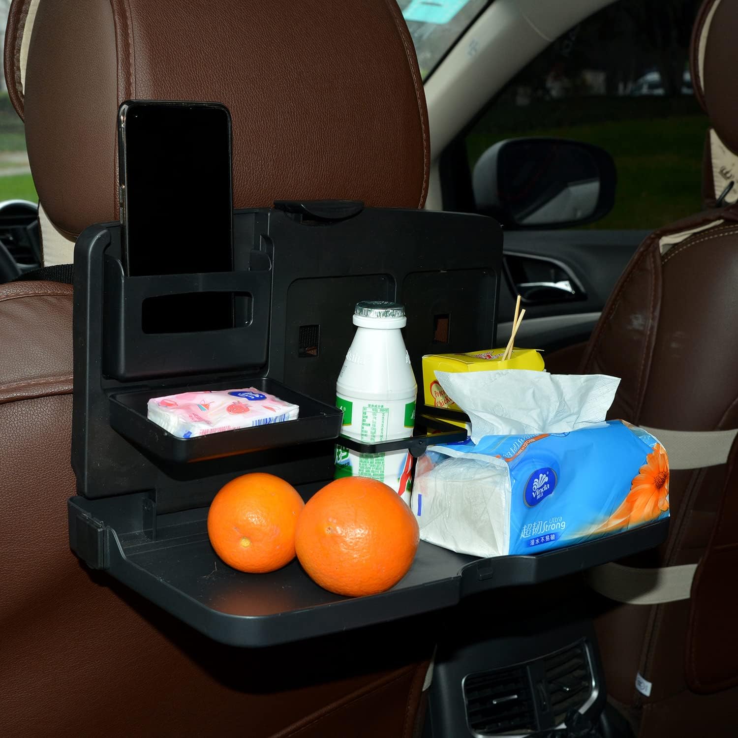 BESTLY – Bandeja plegable portátil multifuncional para asiento de automóvil, bandeja para asiento trasero de vehículo, mantente organizado cuando