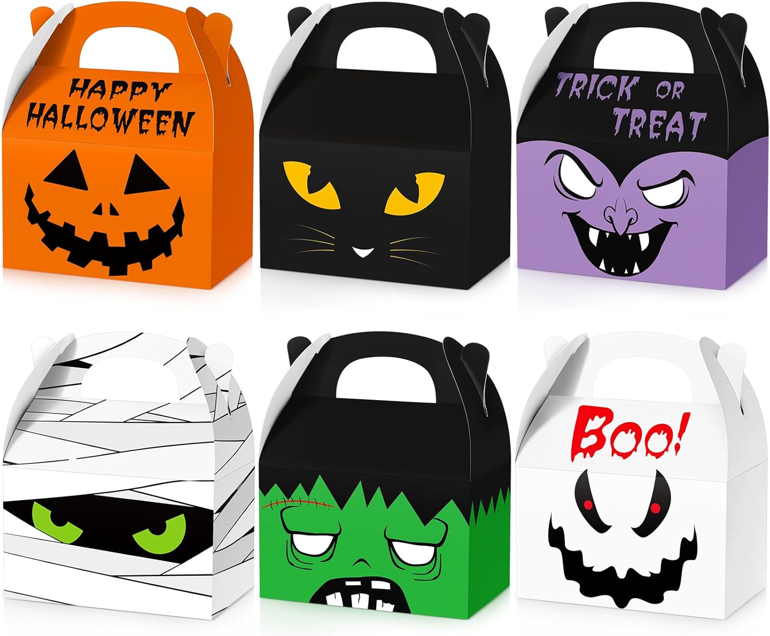 Zhanmai 30 cajas de regalo de Halloween, cajas de cartón de regalo para casa de Halloween, cajas de regalos para fiesta de Halloween, cajas con asa