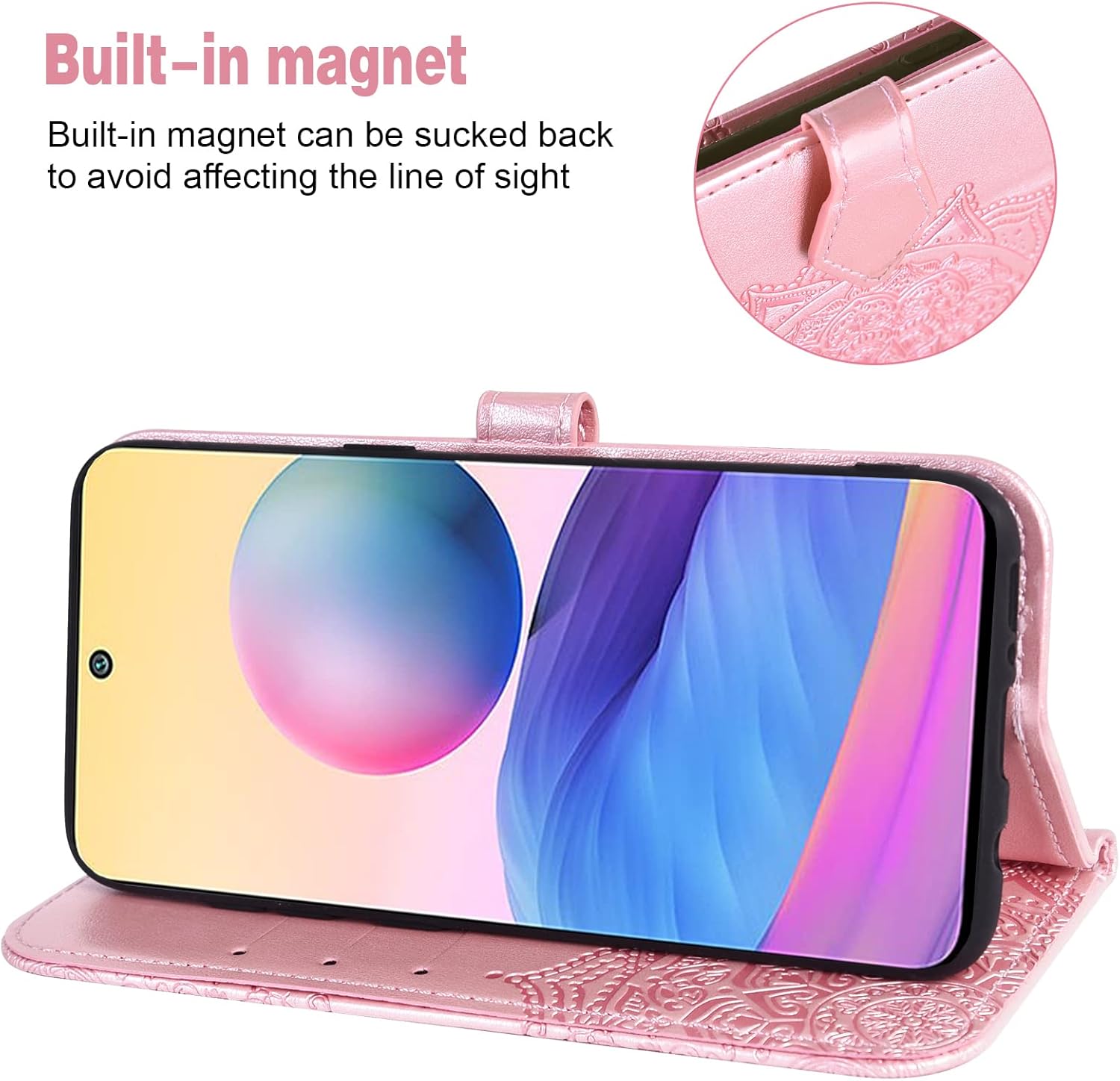 Asuwish Compatible con Xiaomi Redmi Note 10 5G Funda tipo cartera y protector de pantalla de vidrio templado, cubierta abatible, tarjetero,