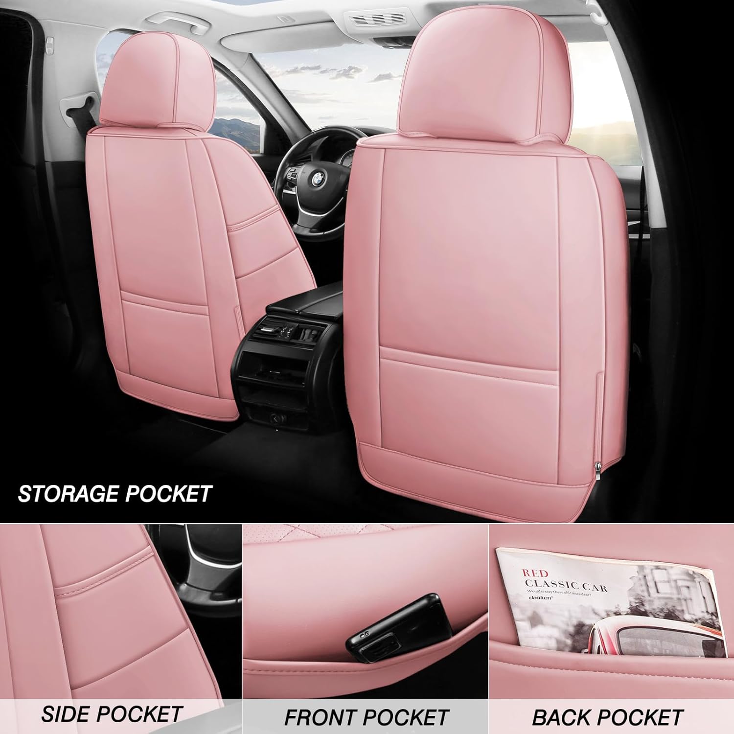 Juego completo de fundas de asiento de automóvil, fundas universales de cuero para asiento de automóvil, funda de cojín de cuero impermeable para