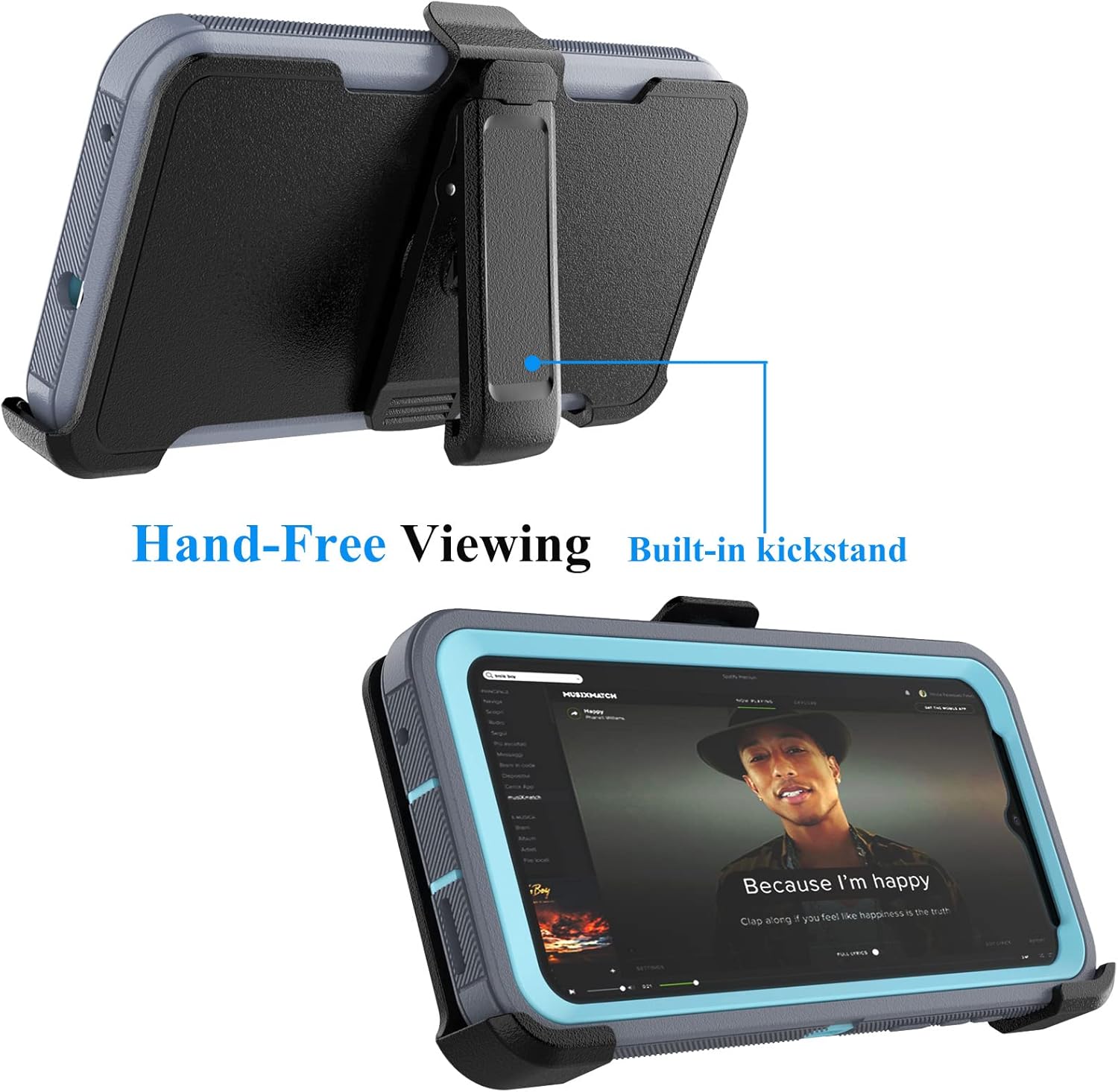Njjex Funda resistente para Motorola Moto G Pure para Moto G Power 2022 con funda de clip para cinturón, protector de pantalla integrado resistente