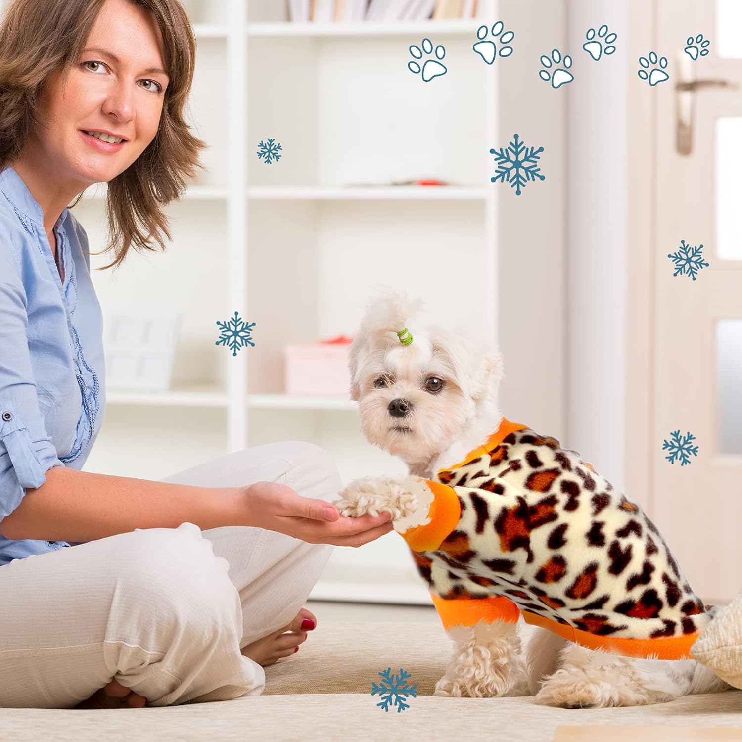 3 piezas de ropa de invierno para perro, camisas de forro polar suave para cachorros, ropa cálida y colorida para perro, pijama de invierno para
