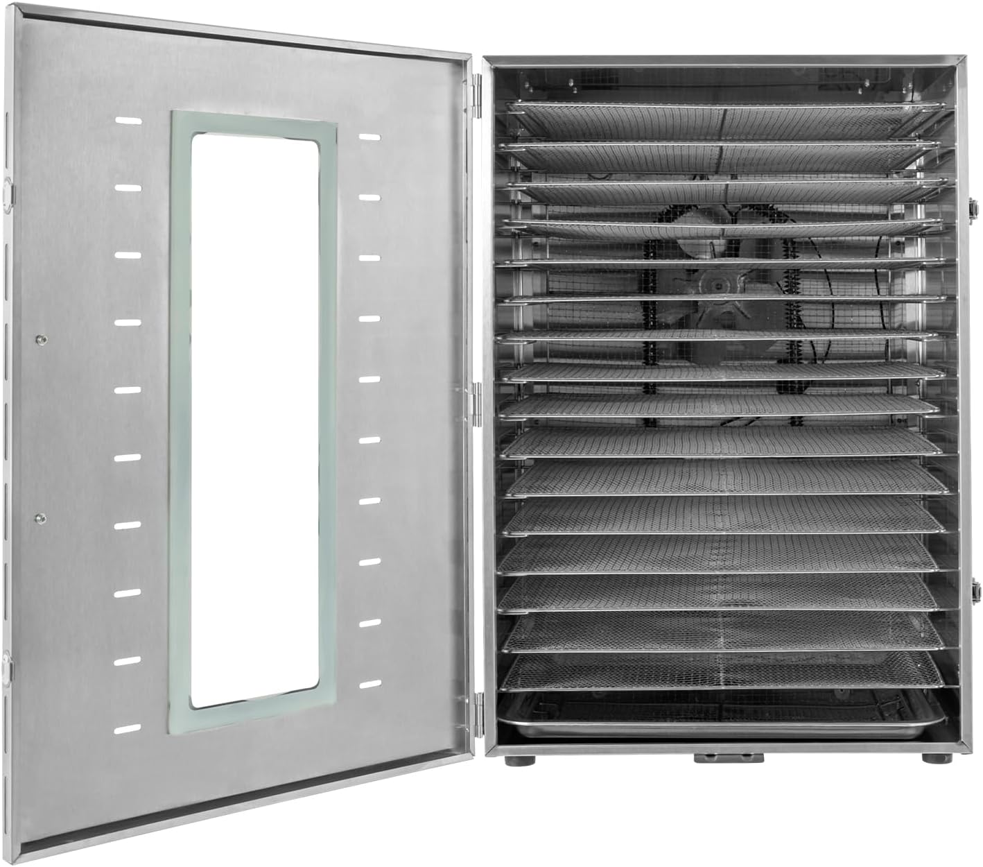 Deshidratador de alimentos de 16 bandejas para carne seca de acero inoxidable de 1500 W, máquina deshidratadora comercial de alimentos con