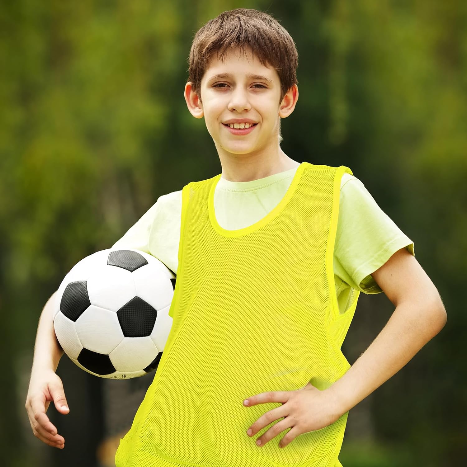 Sintege 12 piezas de fútbol Pinnies de baloncesto Jersey de práctica en equipo Chalecos de malla de nailon Scrimmage para jóvenes niños deportes