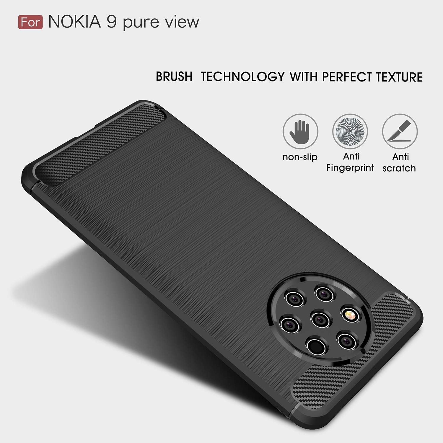 CruzerLite Funda compatible con Nokia 9 PureView de fibra de carbono, absorción de golpes, delgada, compatible con teléfono celular, Nokia 9