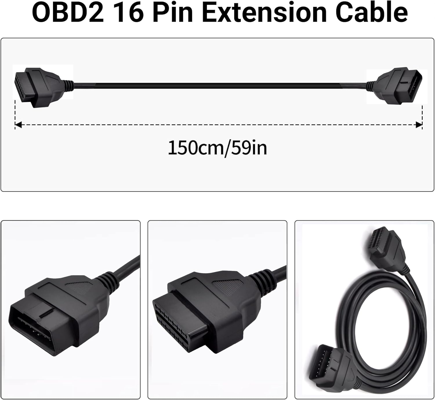 Cable de extensión OBD2 para todos los lector de códigos y herramienta de escaneo de diagnóstico, adaptador de cable extensor de diagnóstico de 5