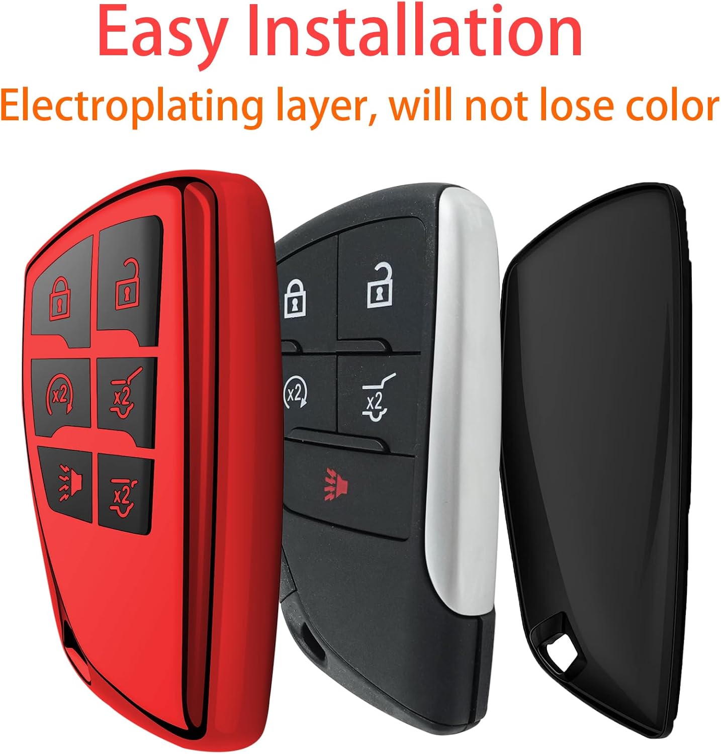 Kirsnda Funda para llavero Chevrolet con llavero, funda de TPU suave, 6 botones para llave de automóvil Suburban Corvette Tahoe 2021 2022 (rojo)