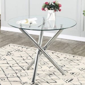 Mesa de comedor de cristal, mesa de comedor redonda de vidrio con tapa de vidrio templado transparente, mesa de comedor moderna, mesa de café de té Mesa de comedor de cristal, mesa de comedor redonda de vidrio con tapa de vidrio templado transparente, mesa de comedor moderna, mesa de café de té