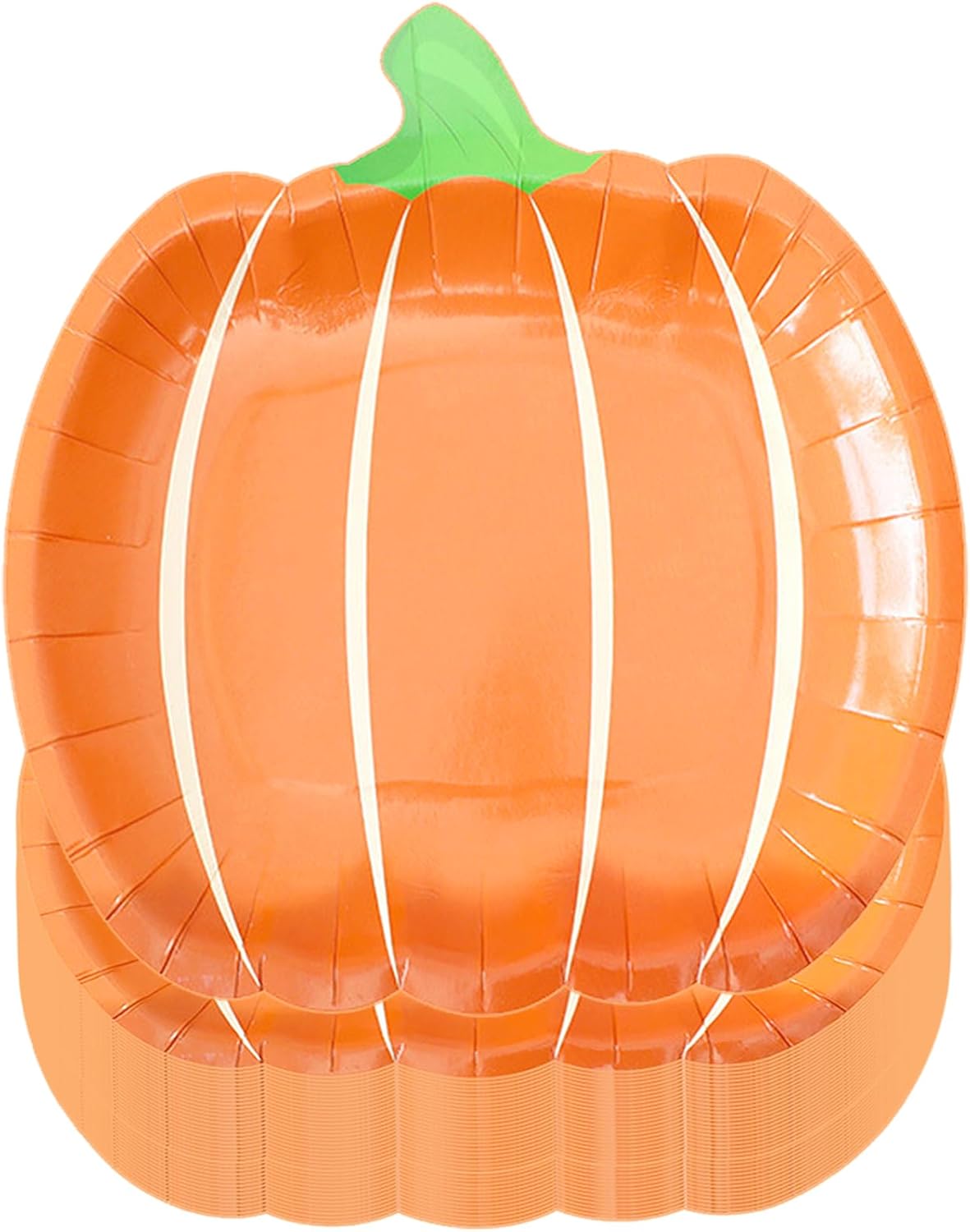 QXBXYHM 25 platos de papel de calabaza de otoño, platos desechables para fiesta de cosecha de otoño, platos de cena naranja para Acción de Gracias,