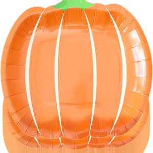 QXBXYHM 25 platos de papel de calabaza de otoño, platos desechables para fiesta de cosecha de otoño, platos de cena naranja para Acción de Gracias, QXBXYHM 25 platos de papel de calabaza de otoño, platos desechables para fiesta de cosecha de otoño, platos de cena naranja para Acción de Gracias,