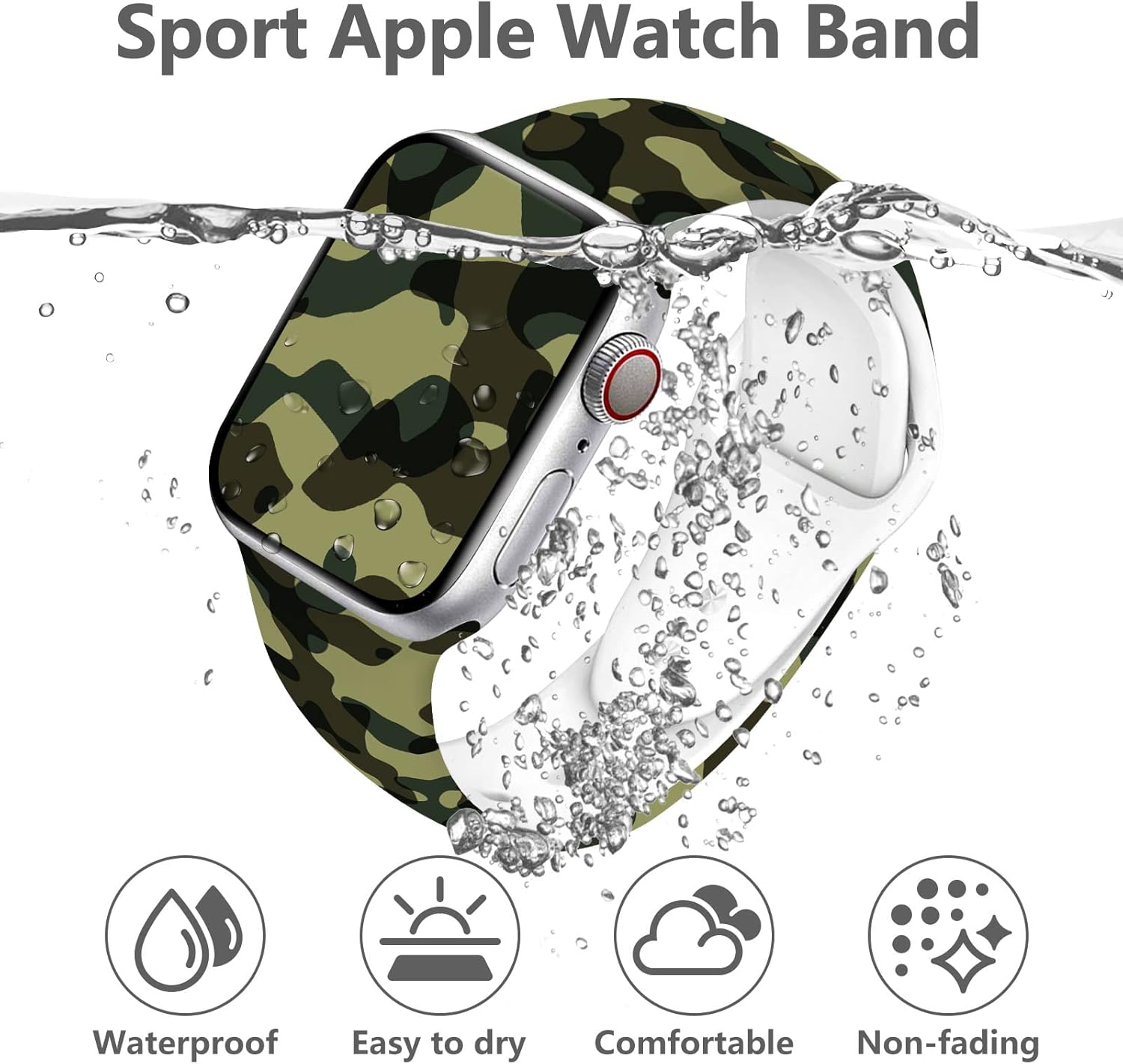 Holidays – Correa de reloj compatible con Apple Watch de 1.49, 1.57, 1.61, 1.65, 1.65 y 1.73 pulgadas, correa de reloj inteligente de silicona