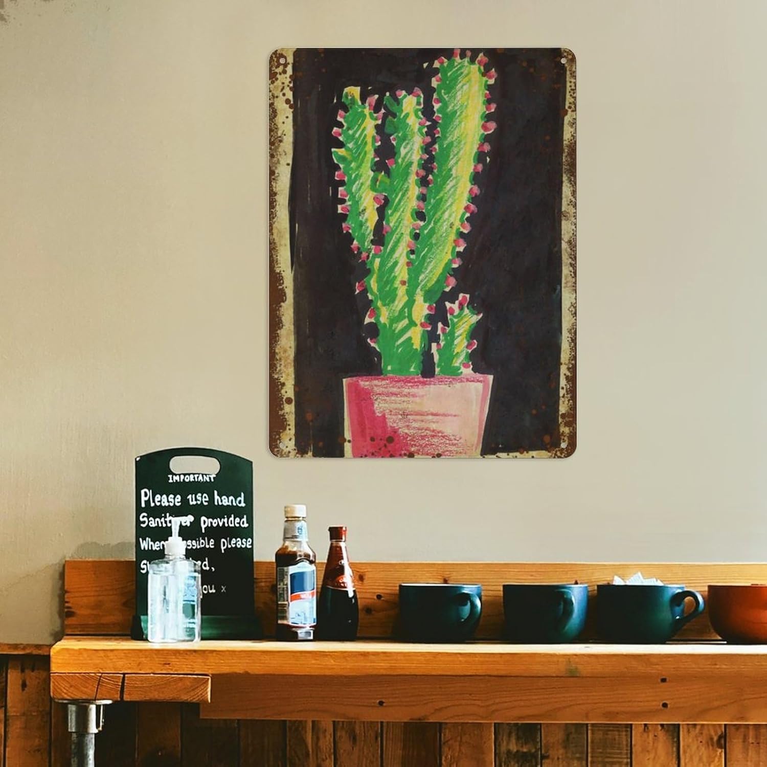 Arte de pared del desierto de cactus, decoración de cactus, arte de pared del desierto, decoración de pared de cactus, regalo para amantes de los