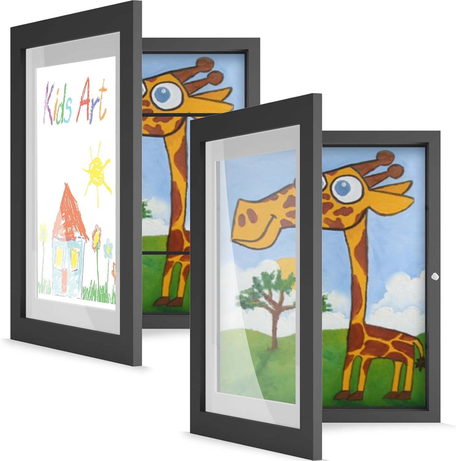 Marcos de obras de arte para niños intercambiables (paquete de 2) marco de arte americano para niños de 8.5 x 11 pulgadas, apertura frontal con