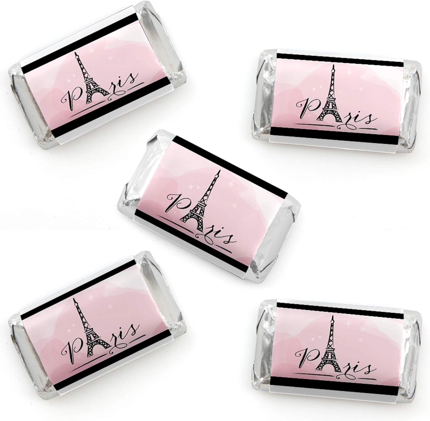 Big Dot of Happiness París, Ooh La La – Mini pegatinas para envoltorio de barra de caramelo, baby shower, fiesta de cumpleaños pequeños recuerdos –
