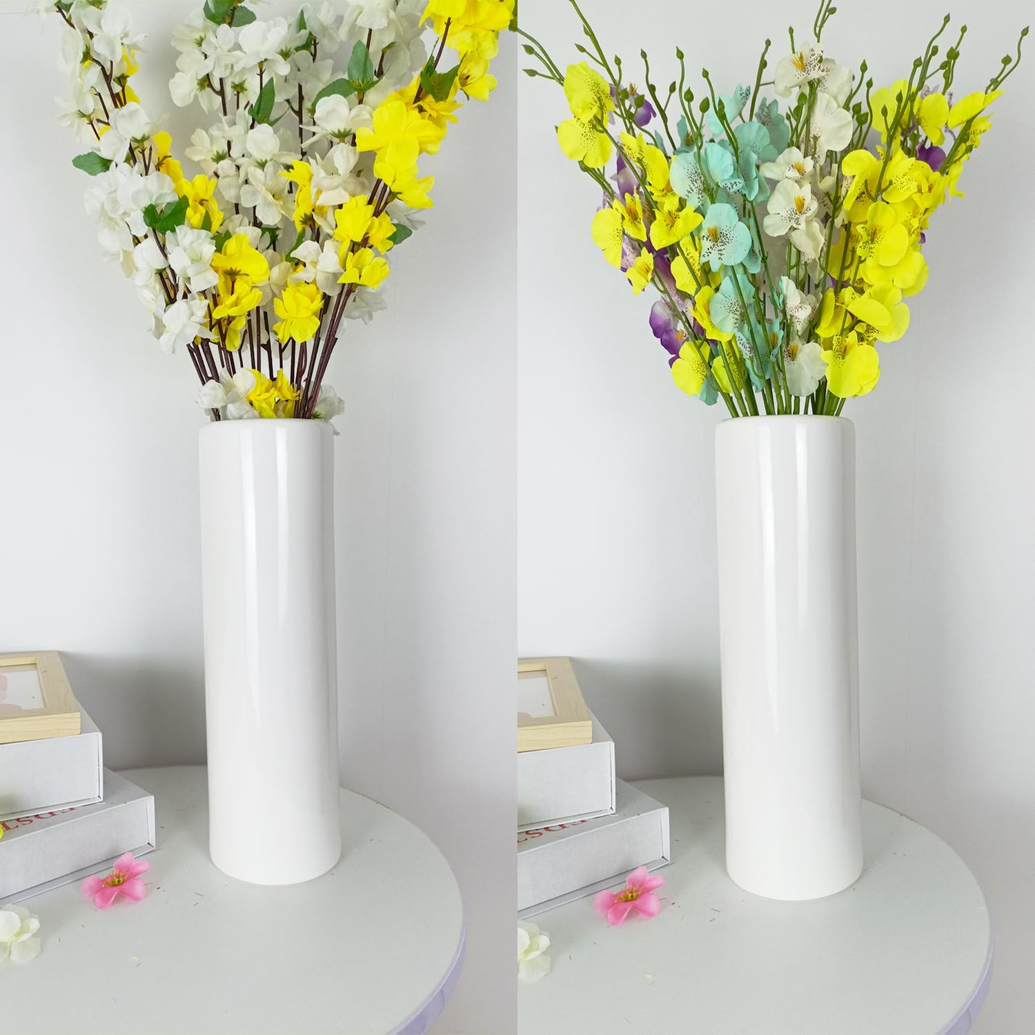 TDIAVH Florero de cerámica blanca, jarrones modernos texturizados de 12 pulgadas de alto para decoración del hogar, granja, centros de mesa,