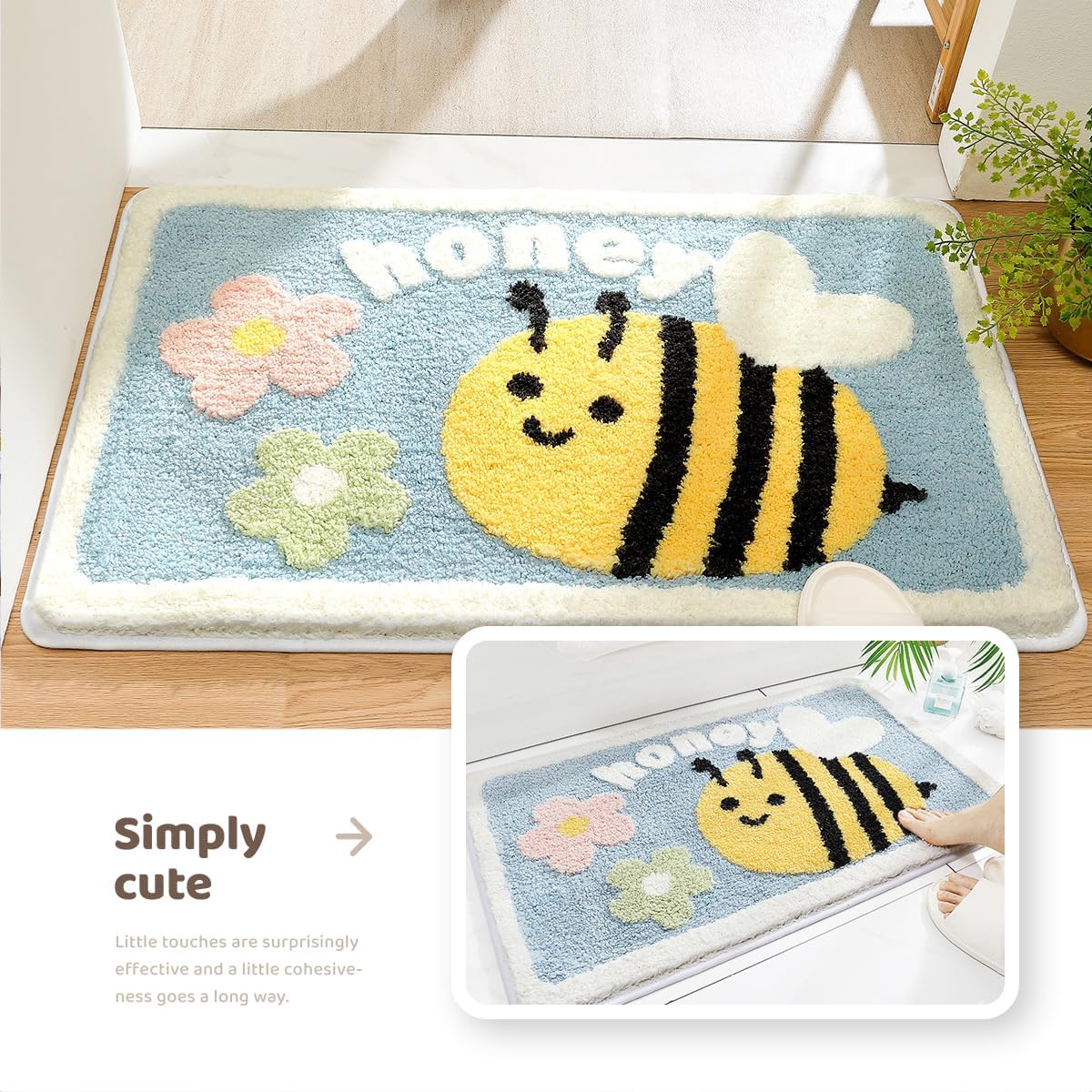 Tapete de baño con diseño de animales, 16 x 24 pulgadas, extra suave y absorbente, lavable a máquina, antideslizante para bañera, ducha y baño,