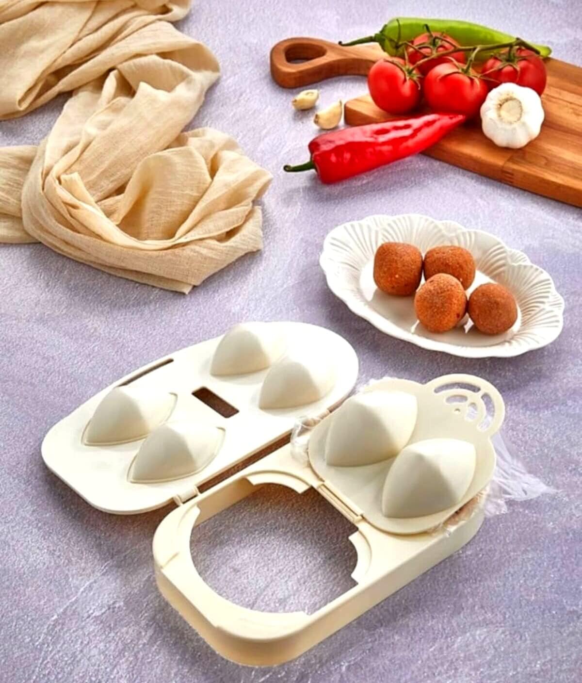 DLK – Molde Kibbeh Pratic, aparato de albóndigas rellenas, molde para hacer albóndigas rellenas – Molde de prensado para icli kofte turco, multicolor